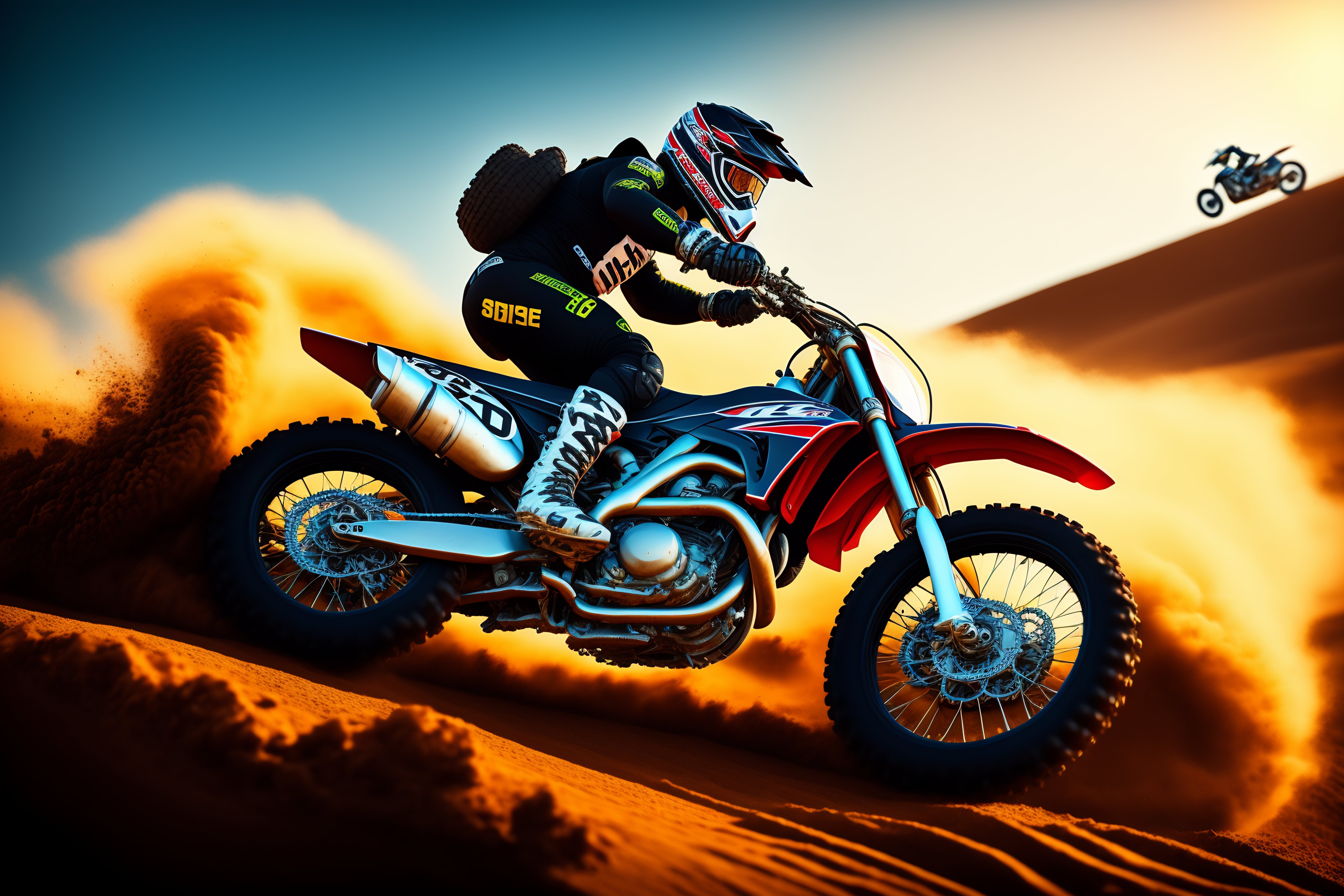 Lexica - Super strong guy doing motocross, intrincated details, jewerly ...