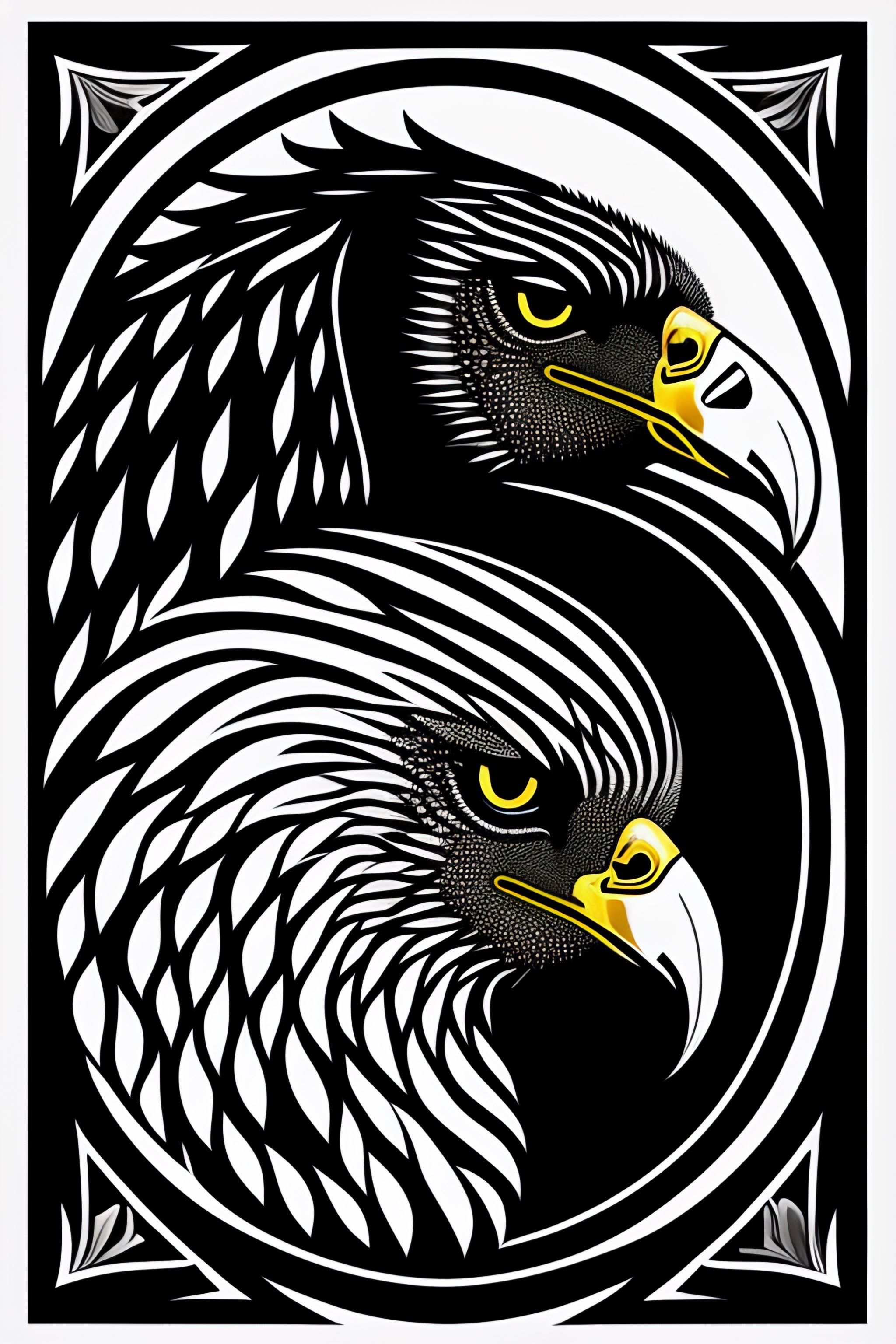 Lexica - Symmetry, one eagle head and only facing front, glare, black ...