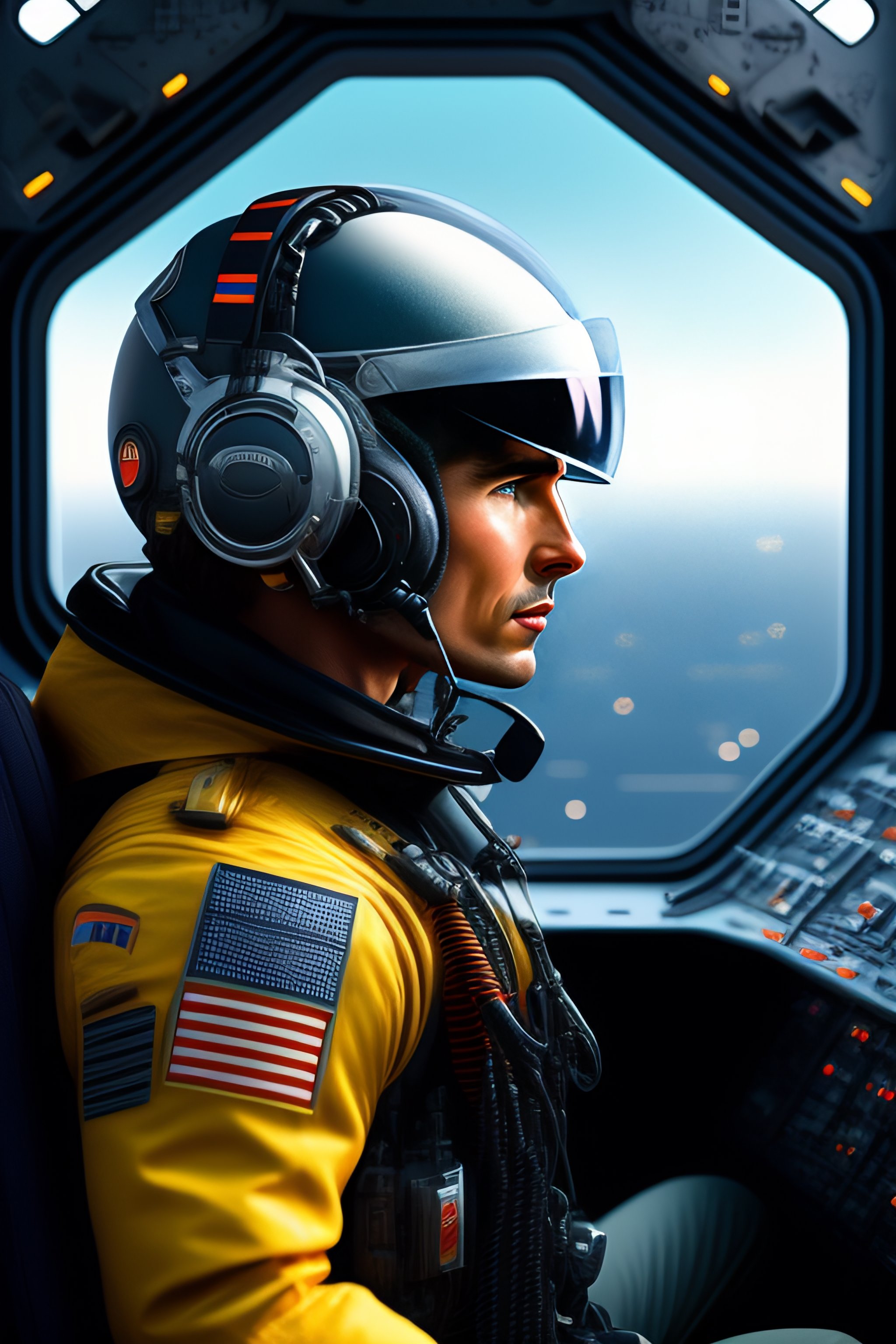 Lexica - Cyborg pilot, Tom Cruise , detailed minimalist interior ...