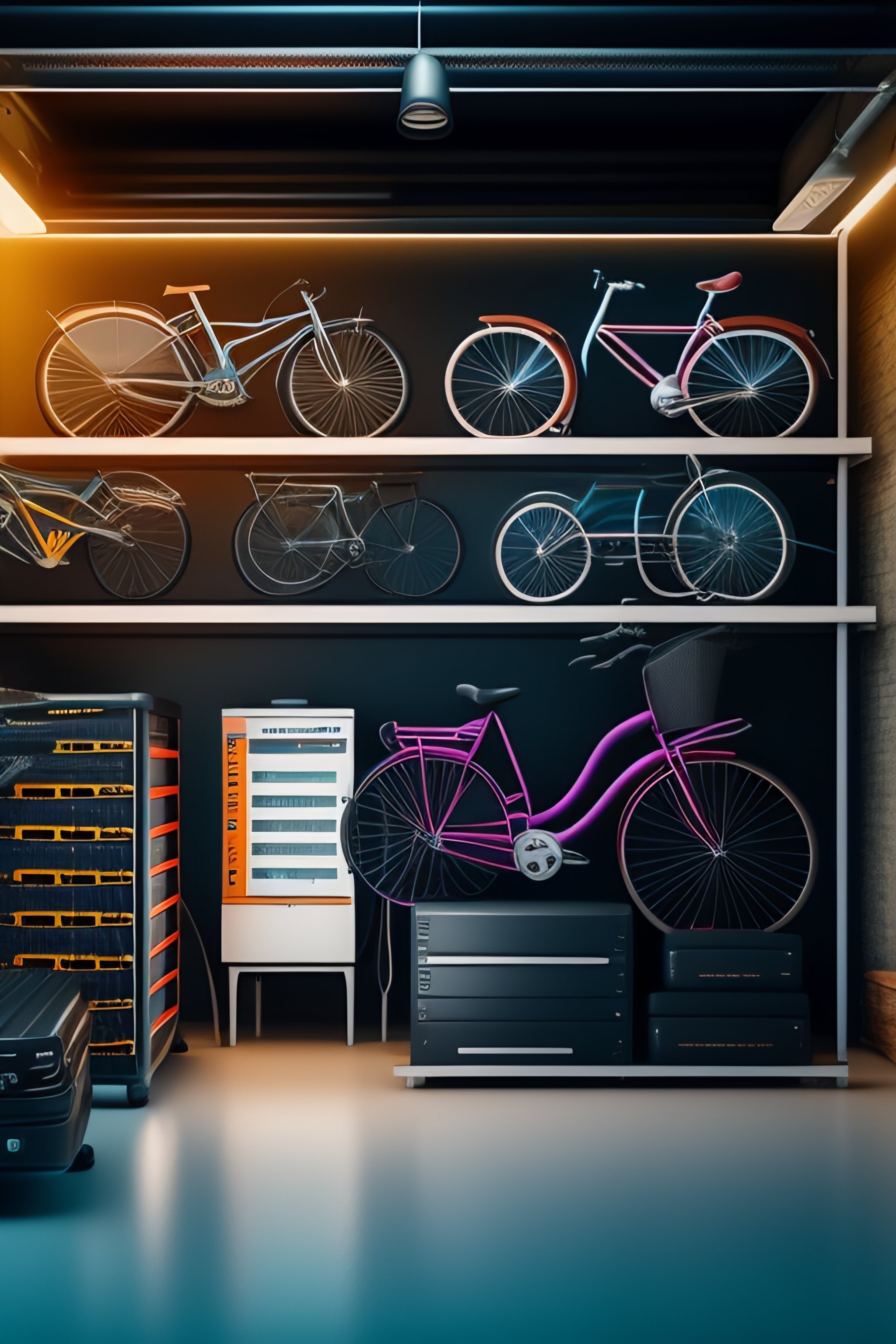 Lexica - Hosting servers in a garage with bikes, car,