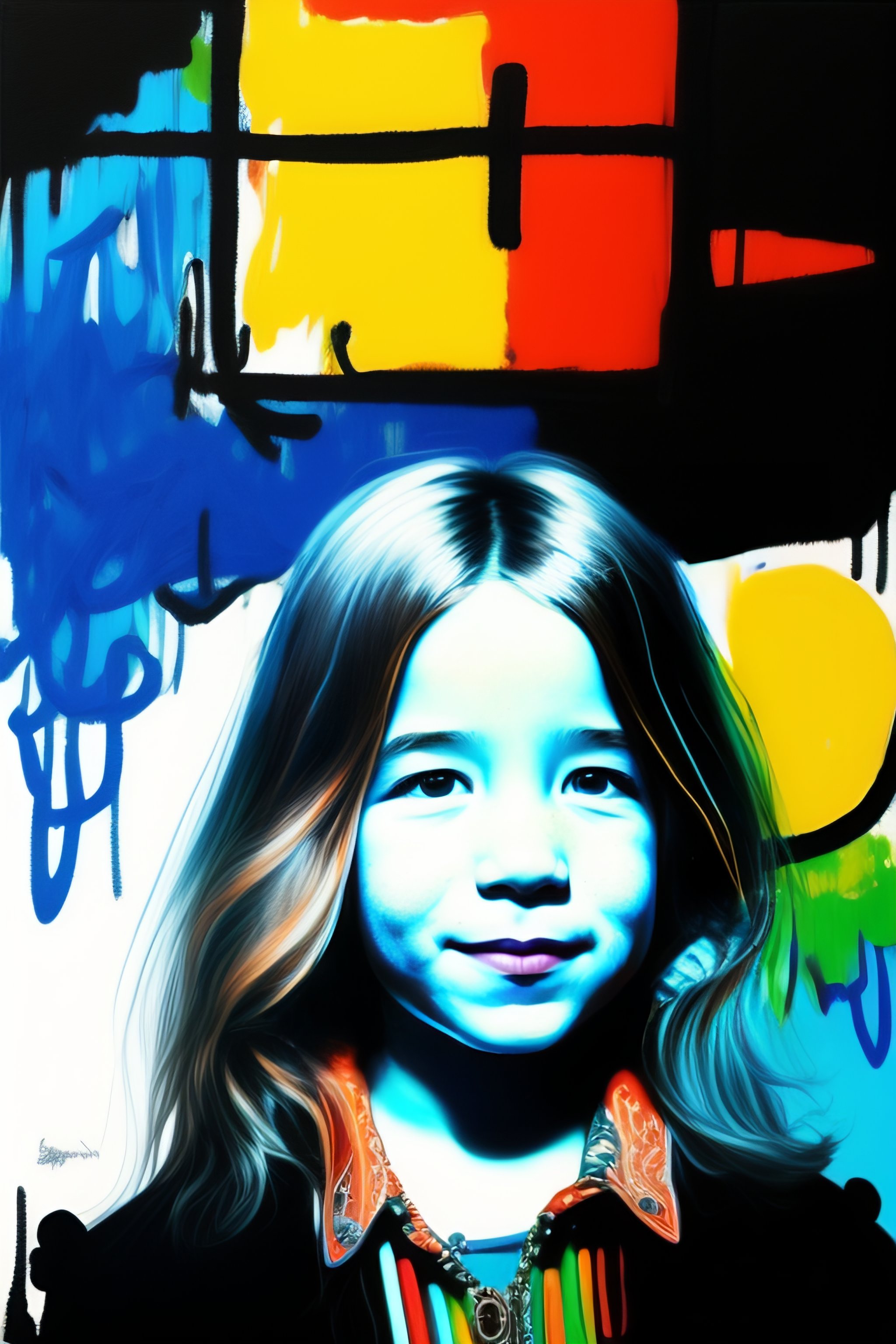 Lexica Draw a doodle of young Beth Gibbons in the style of a 4 year old using markers and basquiat