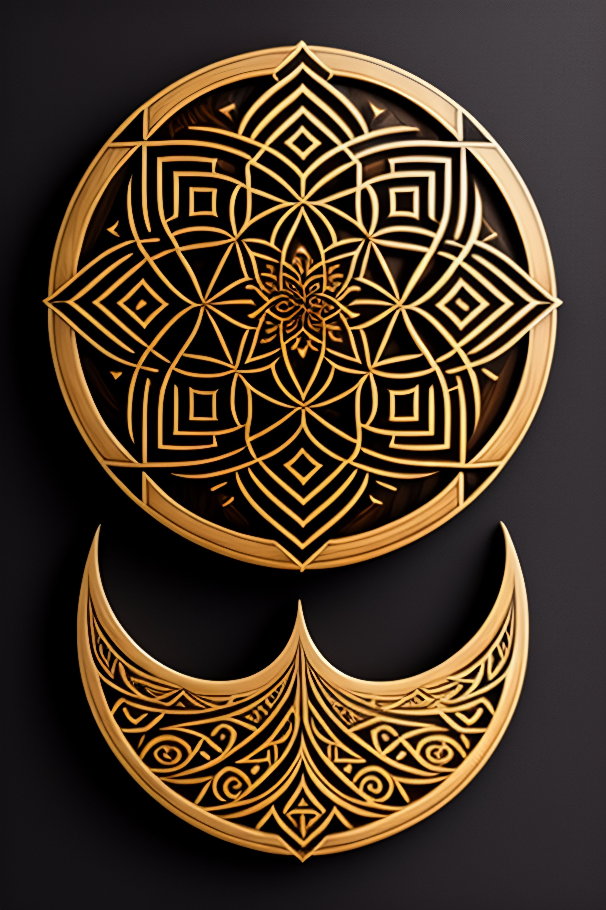 Lexica - Geometric patterns fractal engraved in wood 4K detailed Viking ...