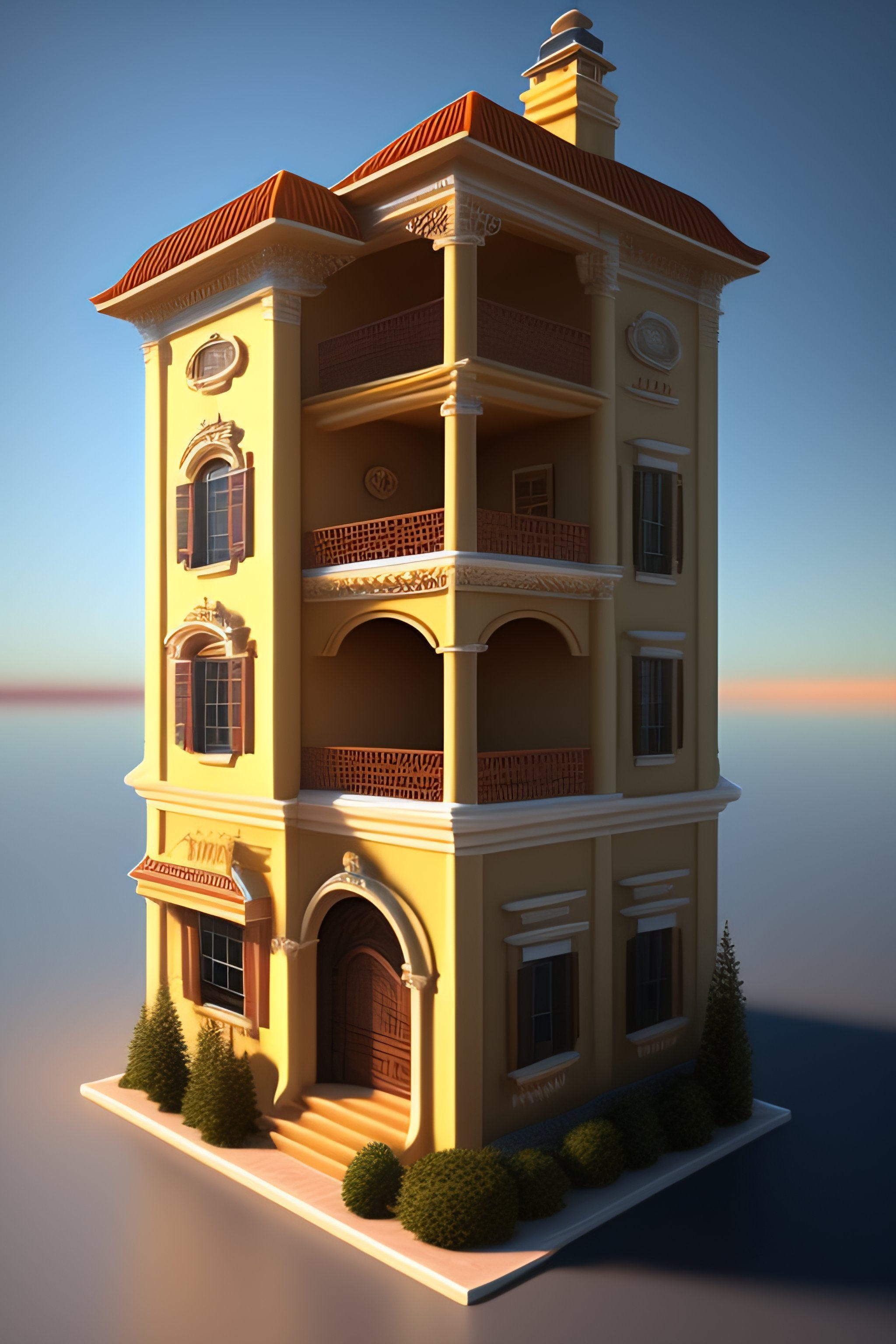 Lexica - An entire city built on top of a small house 3d realistic