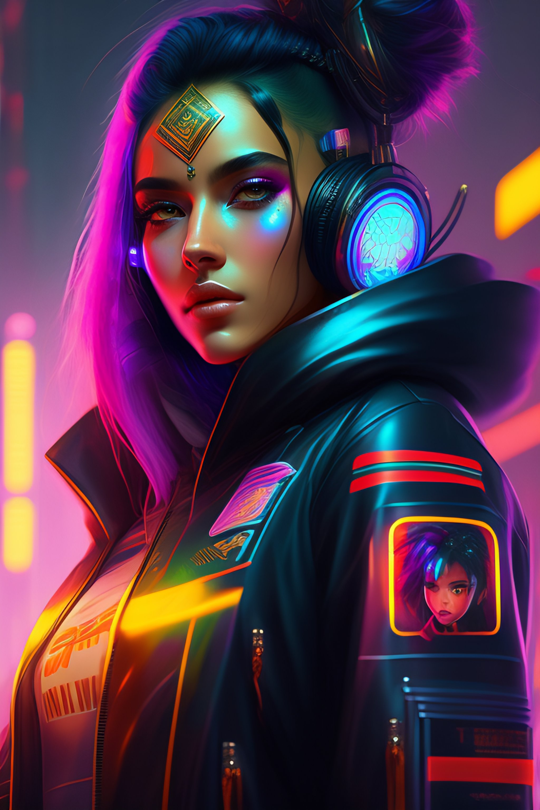 Cyberpunk girl hair фото 41