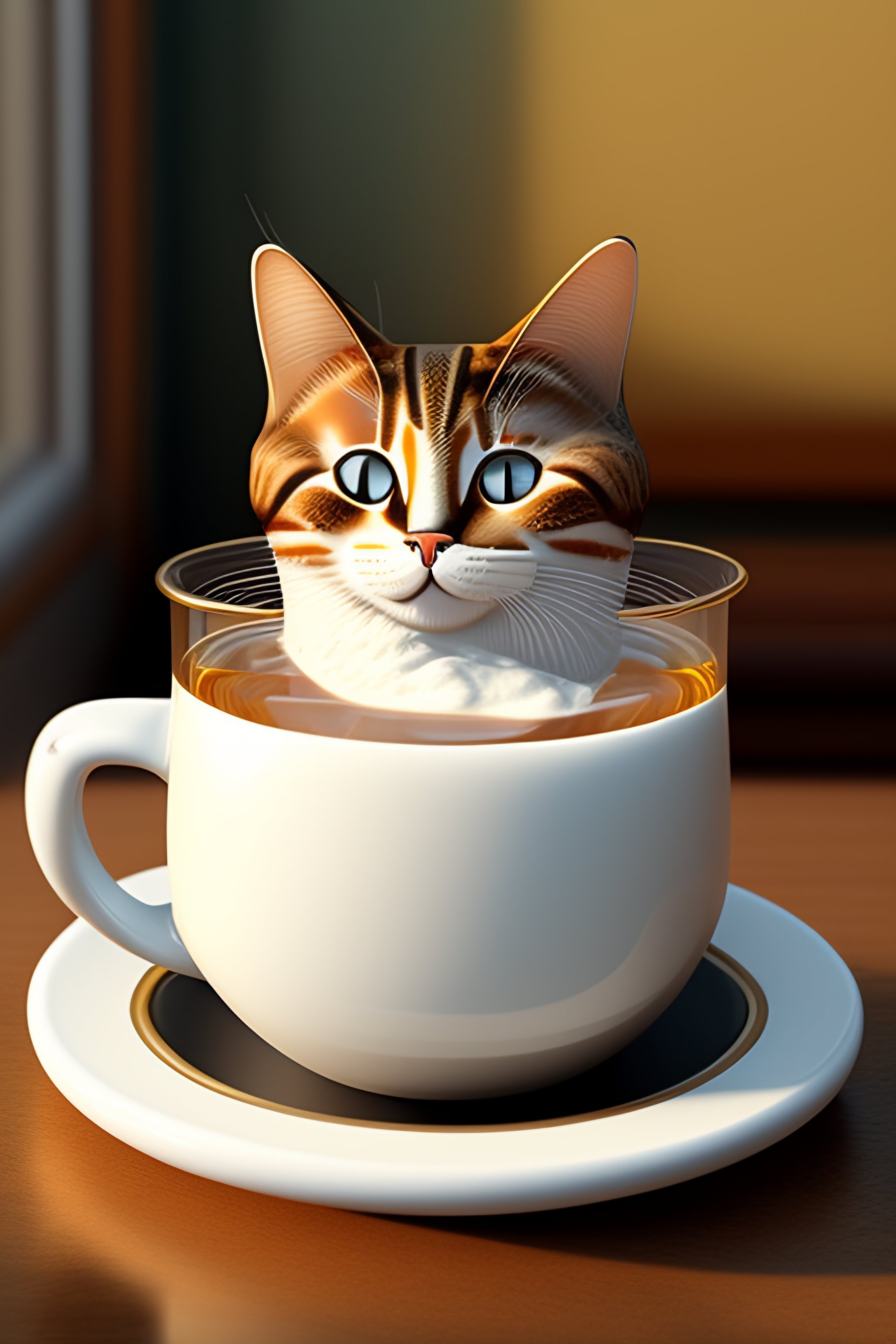 Lexica An anthropomorphic cat drink tea