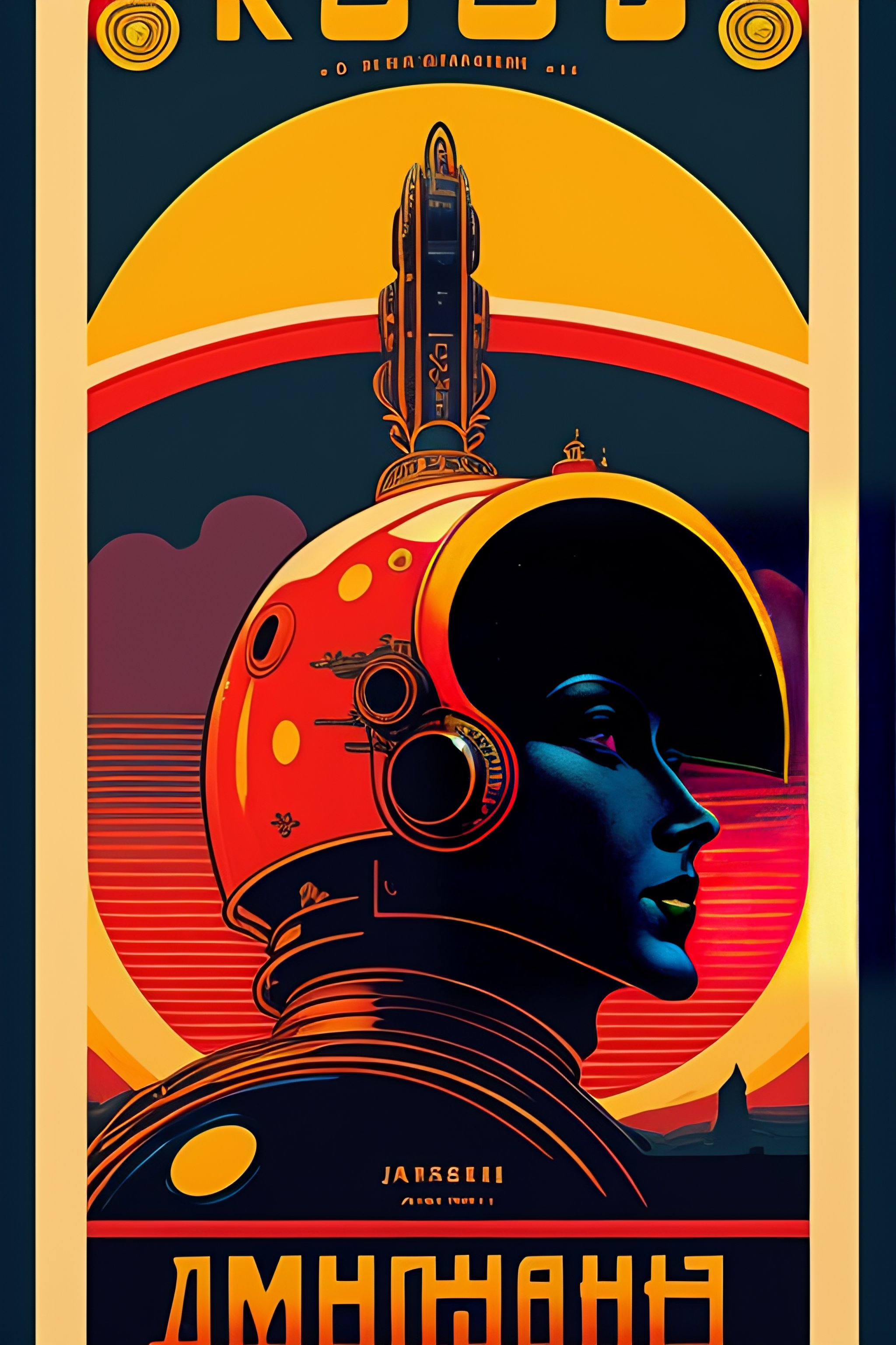 Lexica - Poster of a giant 1950's vintage robot, retro sci-fi, by moebius  and alphonse mucha and shepard fairey and john cassaday, detailed grainy  no...