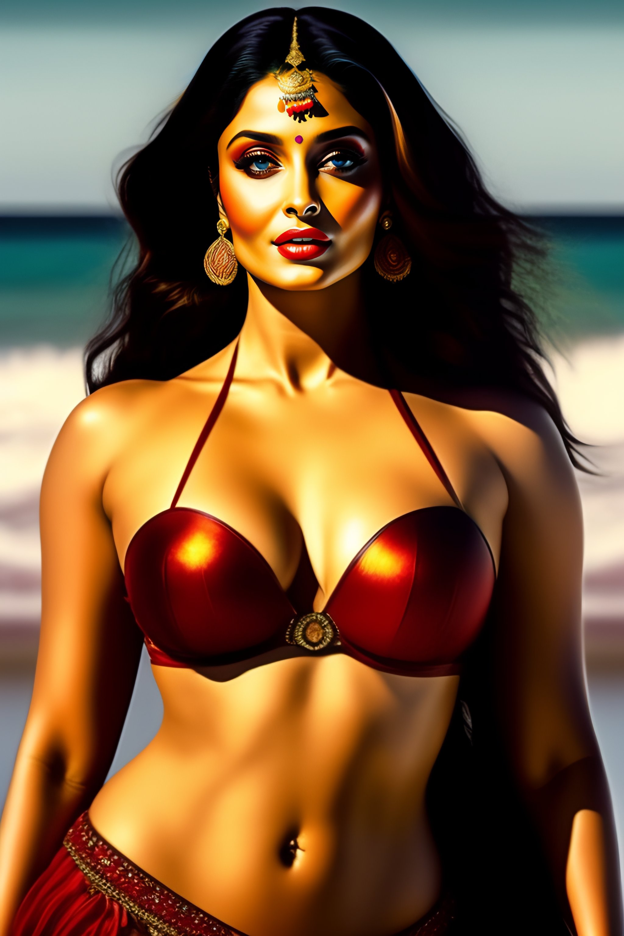 Lexica Portrait of full body Aishwarya Rai bikini artwork by