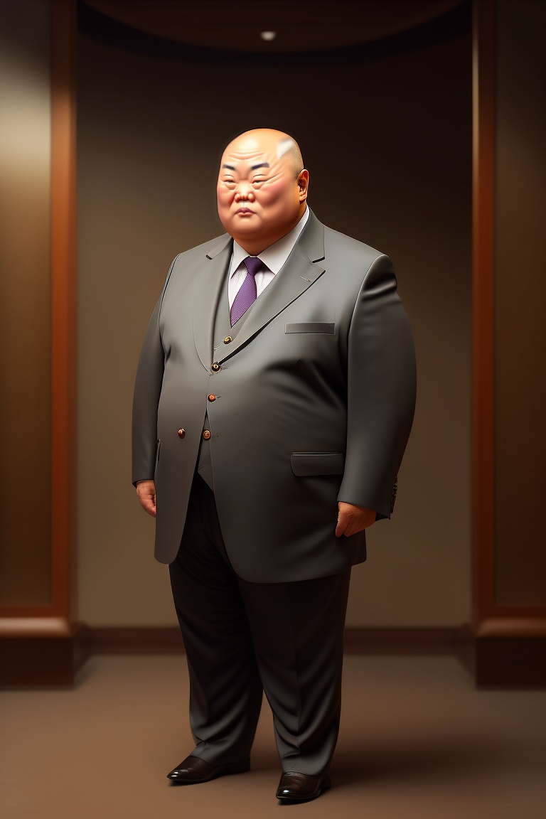 Lexica - Old fat chinese man in suit, bald.