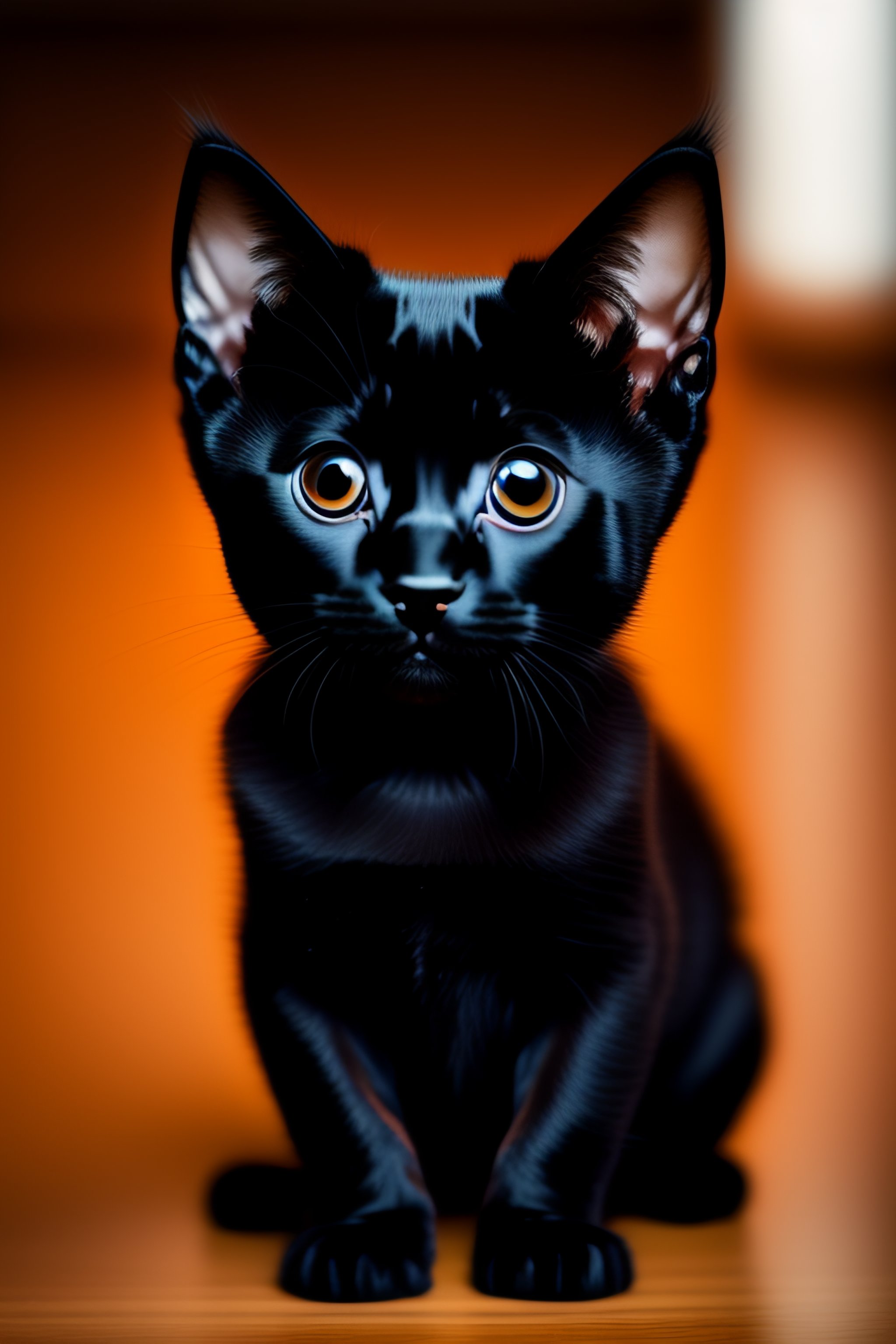 Cute Black Kitten With Green Eyes