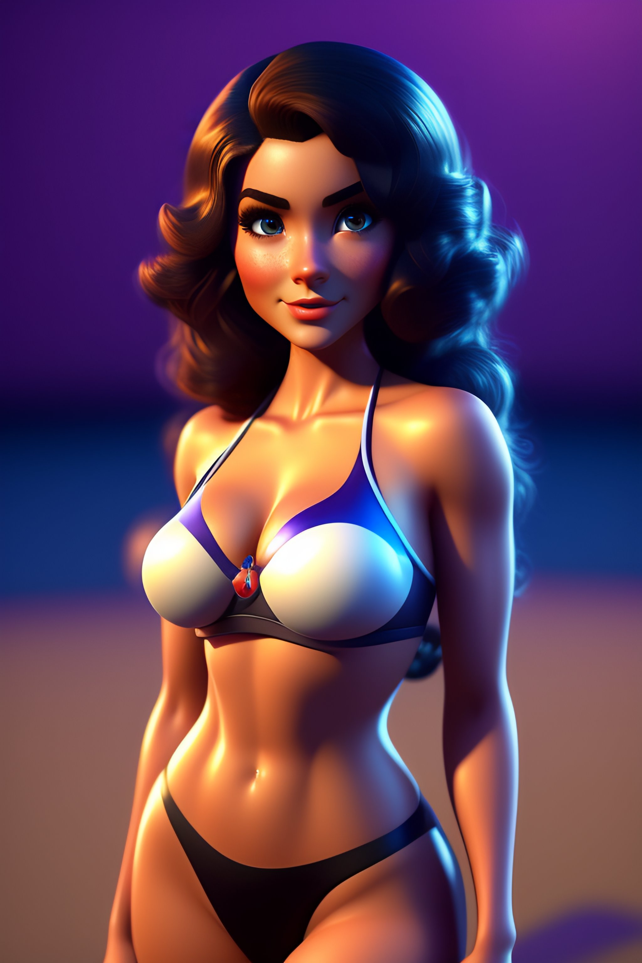 Lexica - Sexy girl, without bra, pixar style, 3d style, disney