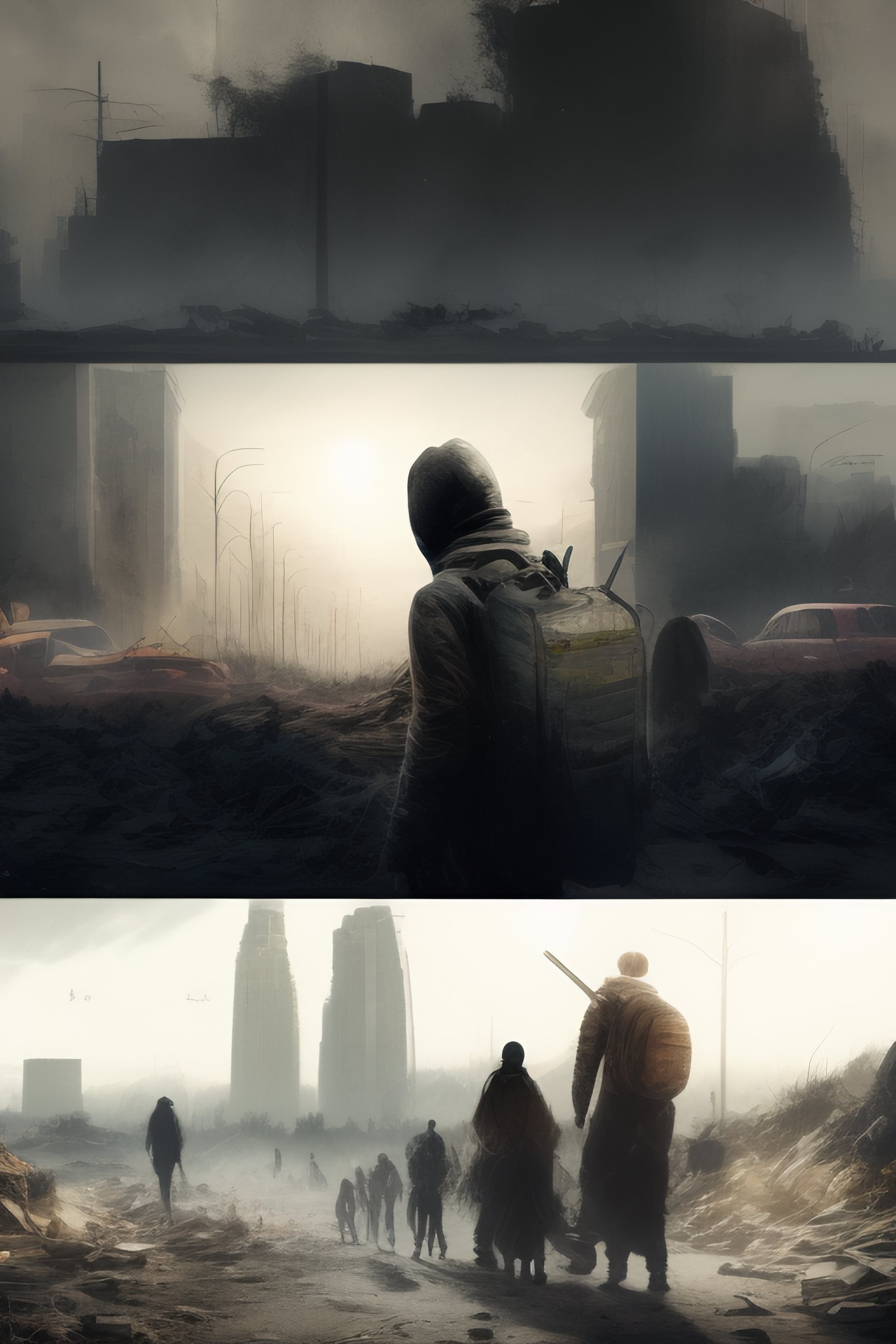 Lexica - A post-apocalyptic scene in a big city. The streets are ...