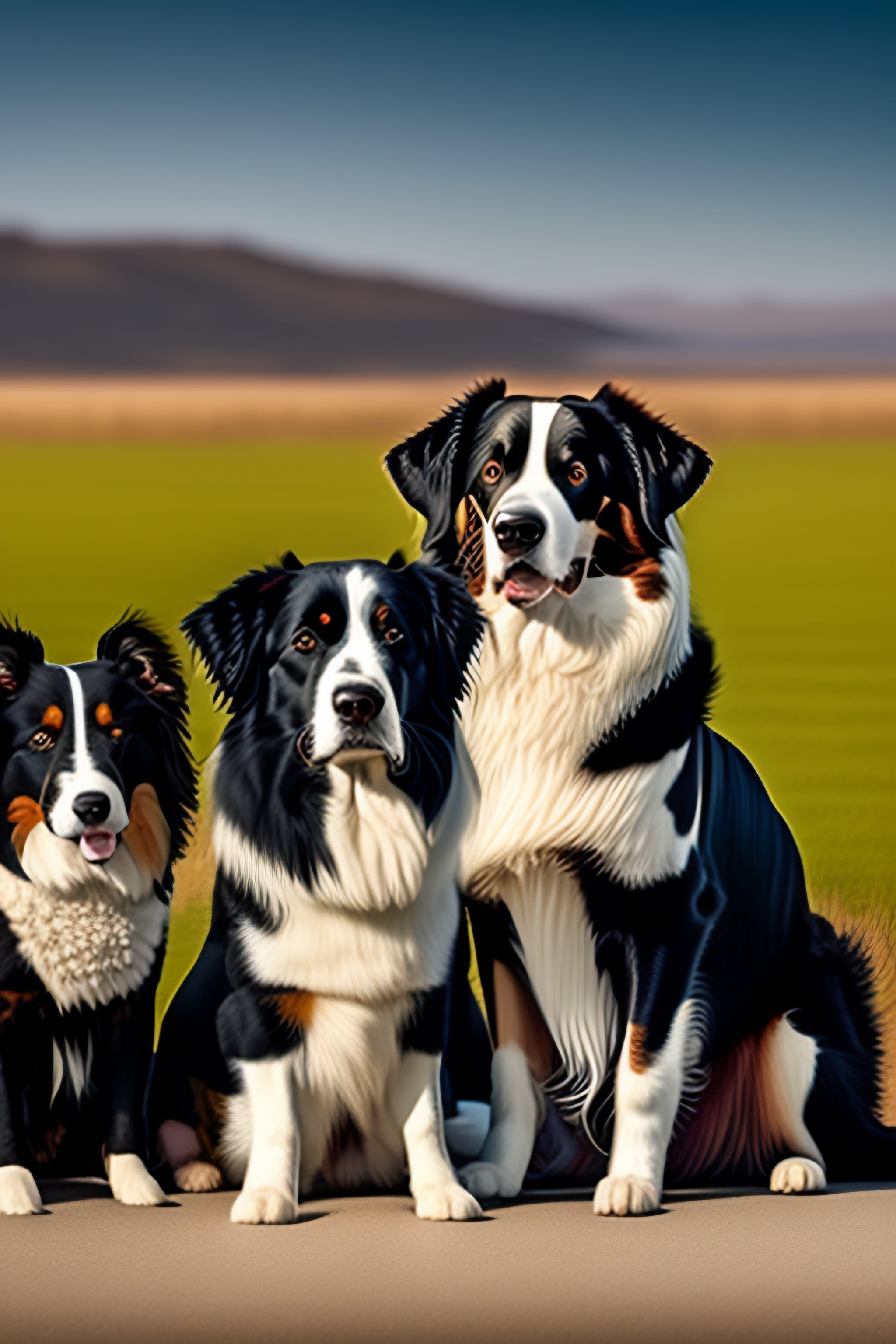 Lexica - Border Collie, Beagle and bouvier bernois sit together