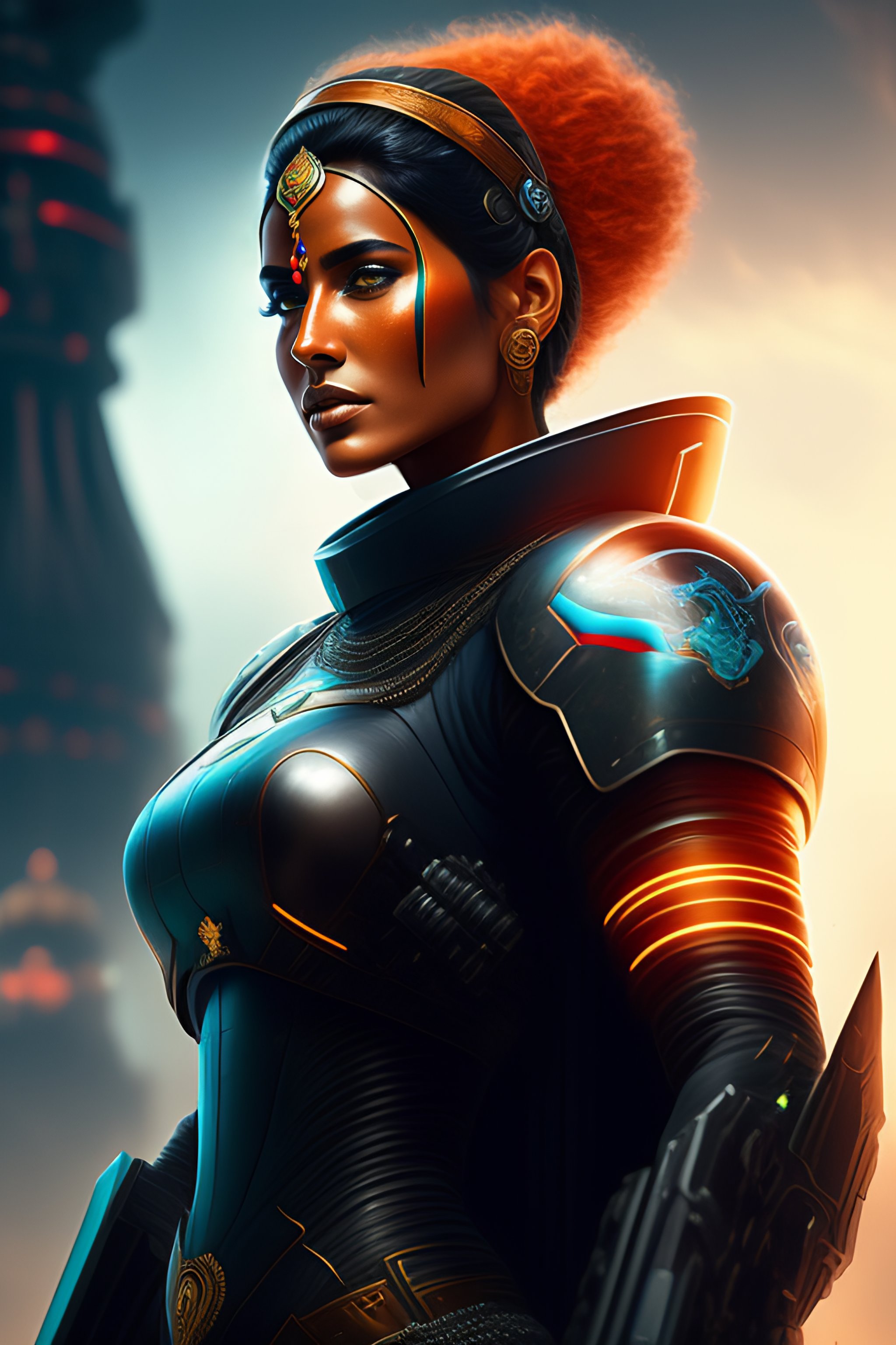 Lexica - Digital painting of a cyborg with India as origin, sharp focus ...