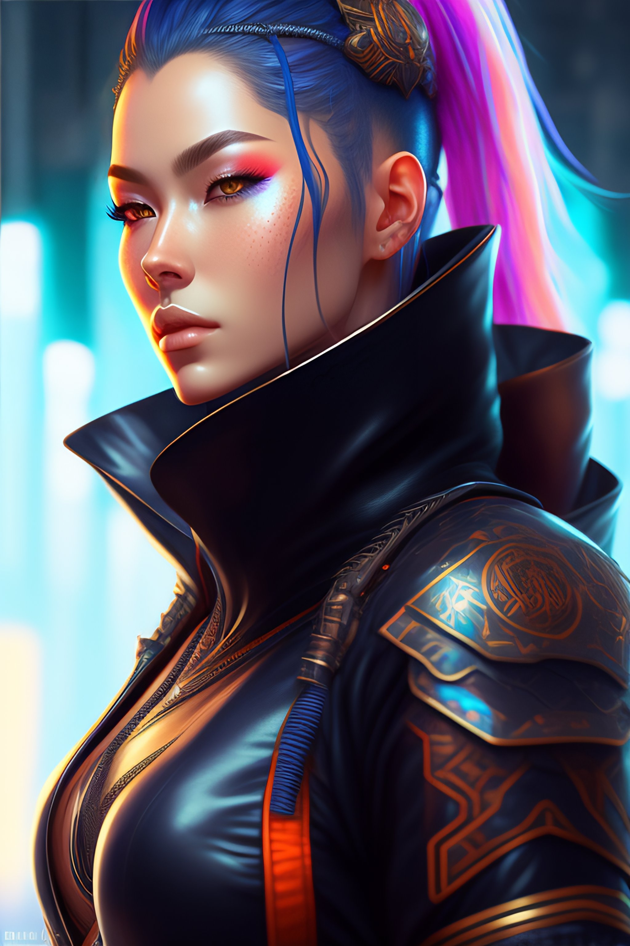 Lexica - Right facing, Portrait of a cyberpunk russian cyborg ninja ...