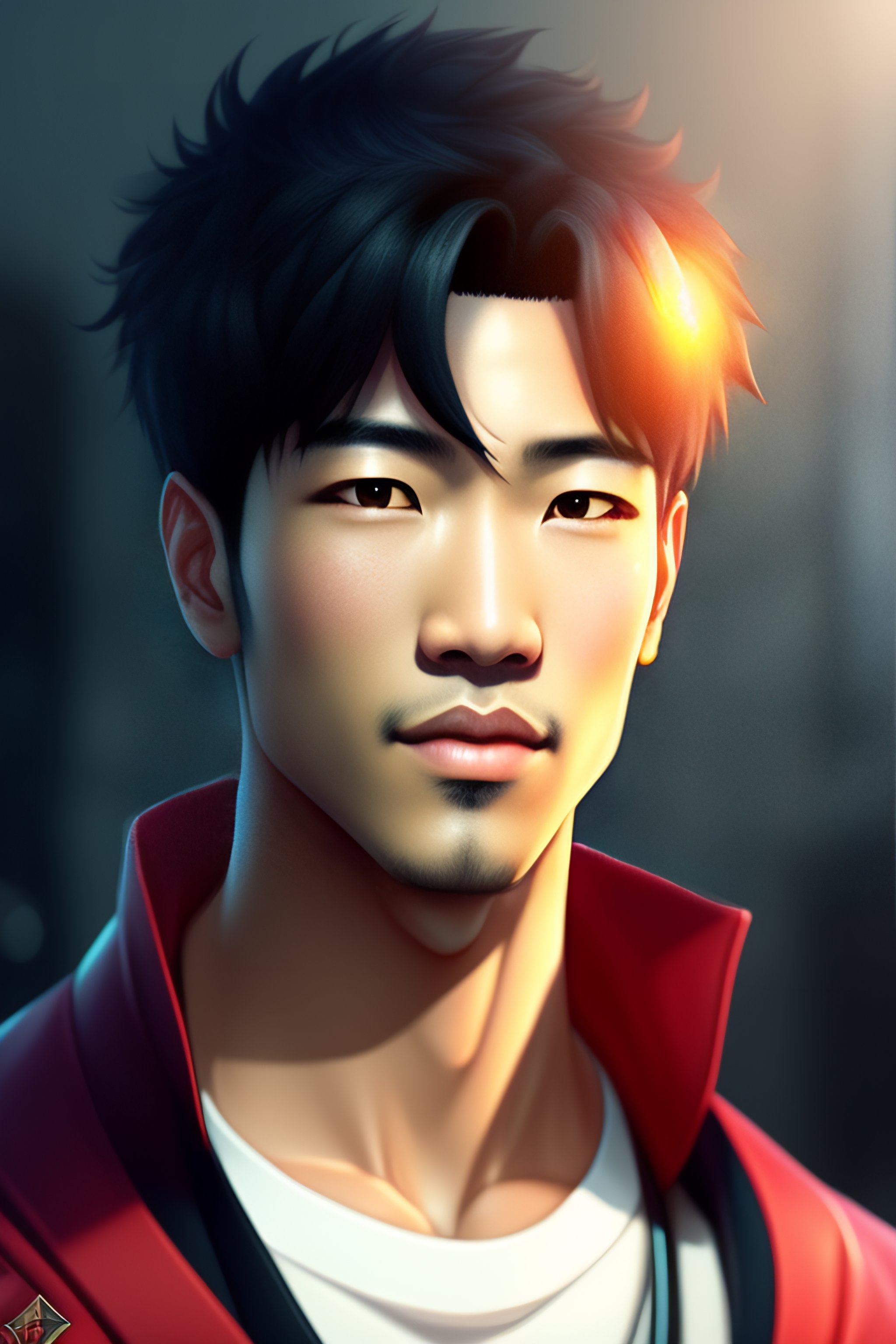 Lexica - Male whos mixedrace with light features anime style