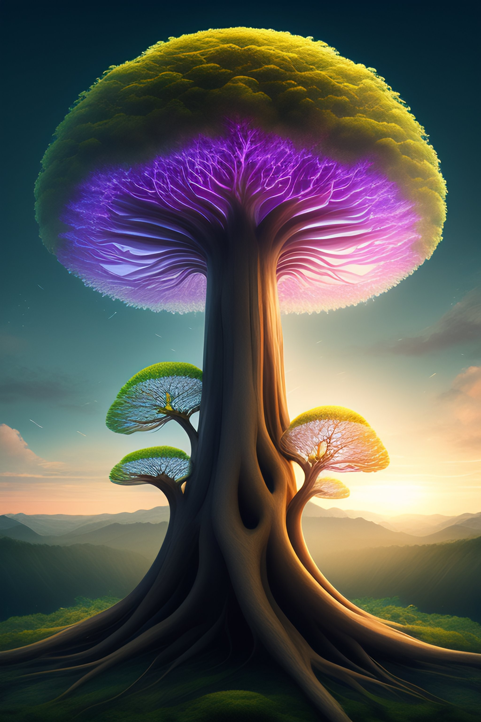Lexica - Healthy power lightning tree roots heart fungi connected network