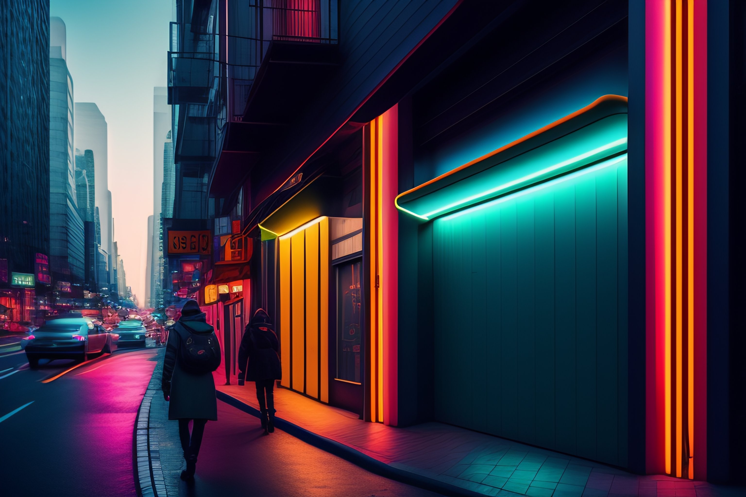 Lexica - Neon lines street boken