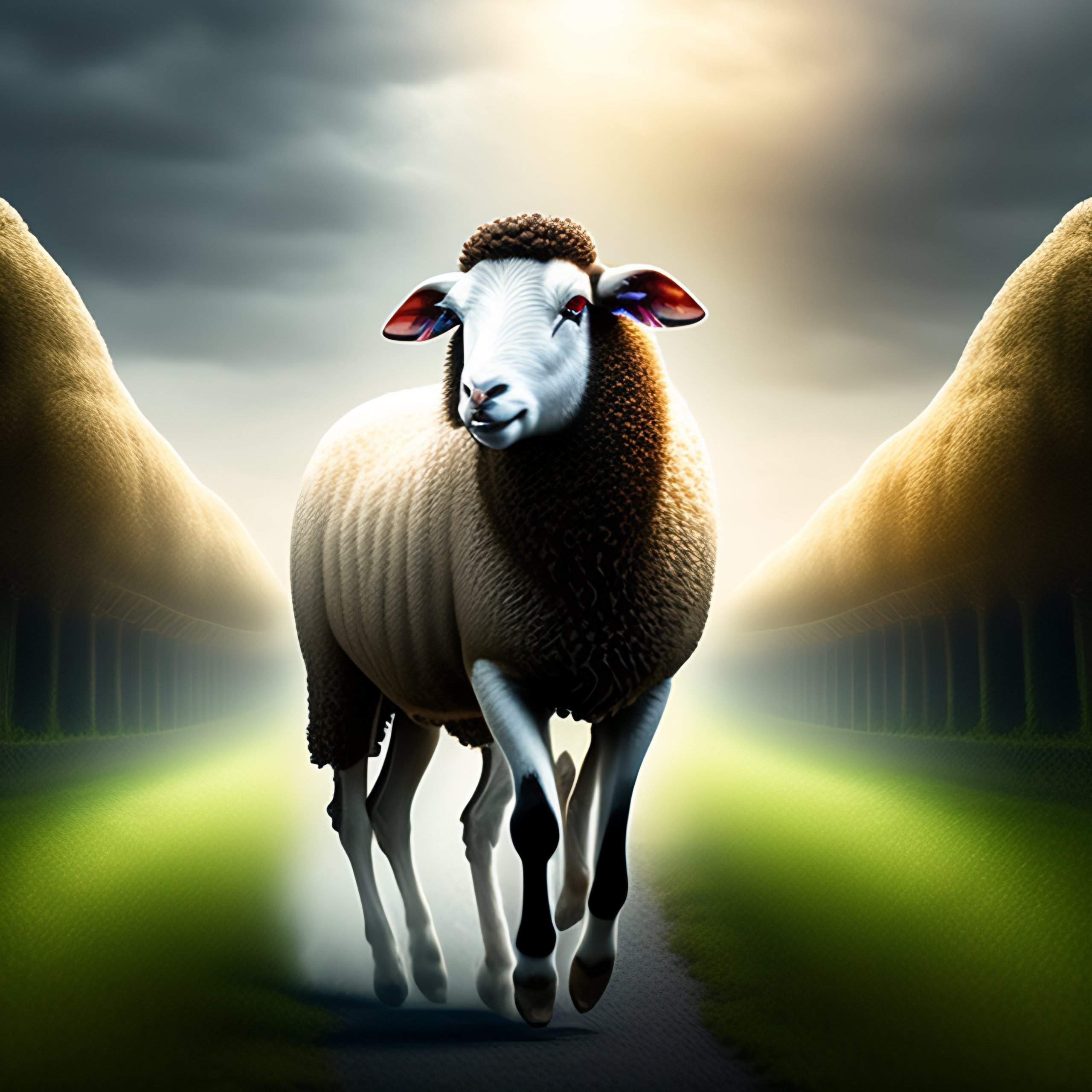 Lexica - Jesus christ riding a racing bike with a sheep, 4k, realistic