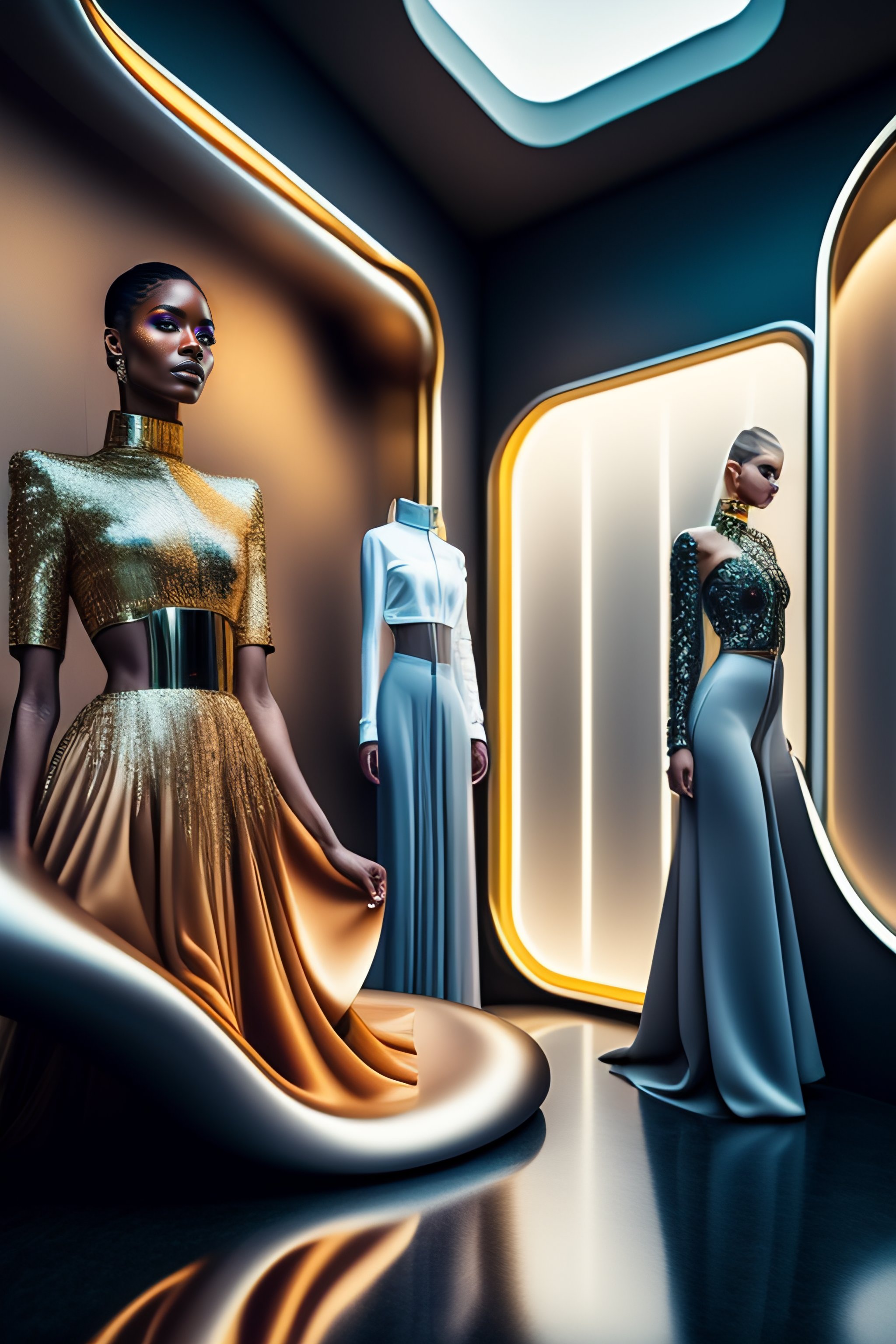 Lexica - High definition futuristic fashion gallery in the metarverse ...