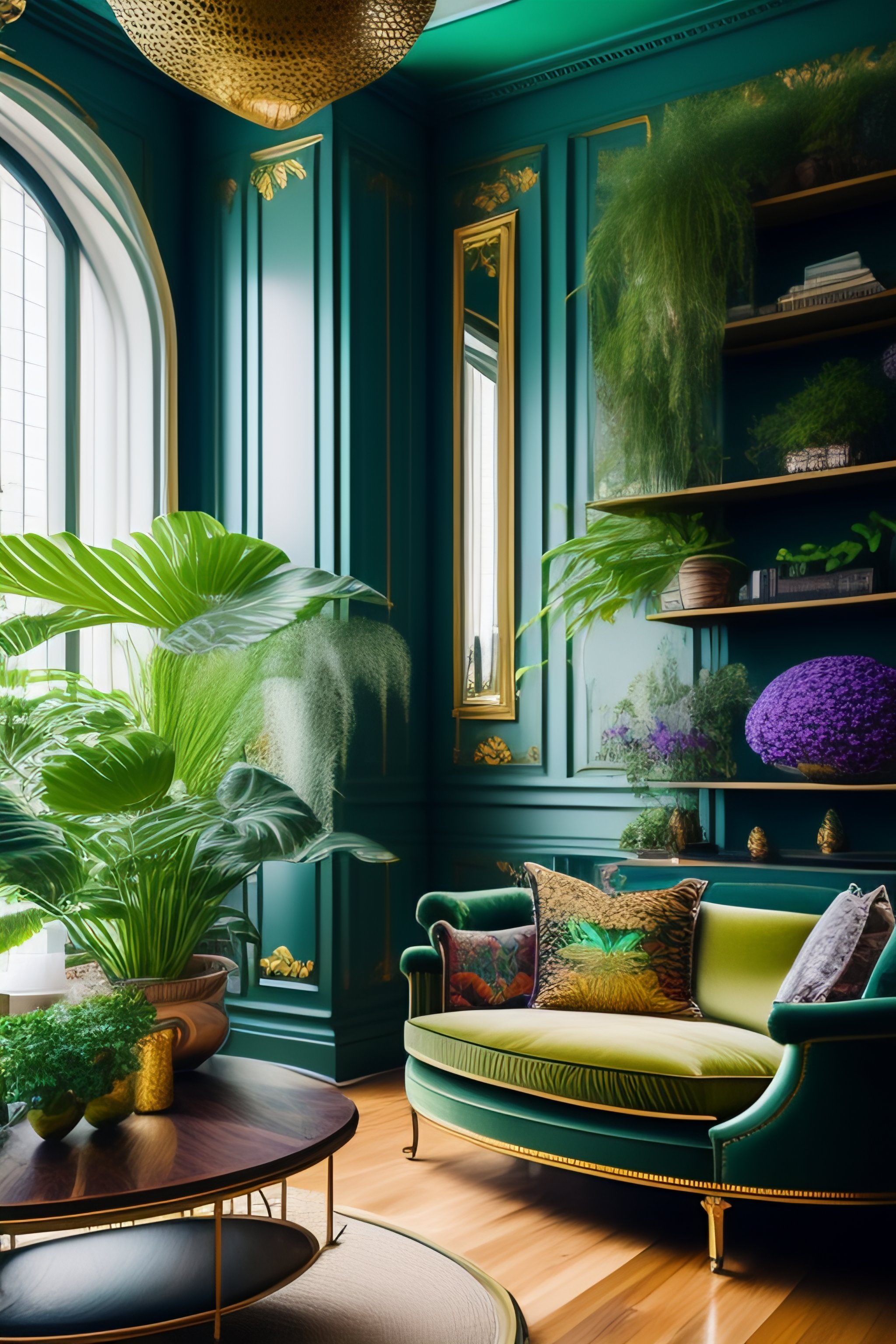 Lexica - Architectural digest photo of a maximalist green solarpunk ...