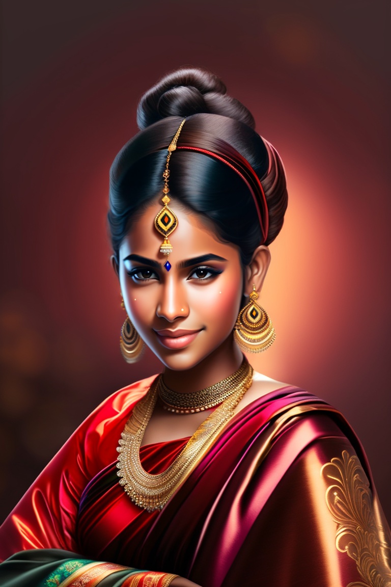 Lexica - A beautiful Malayalee girl stands in a traditional Kerala sari ...