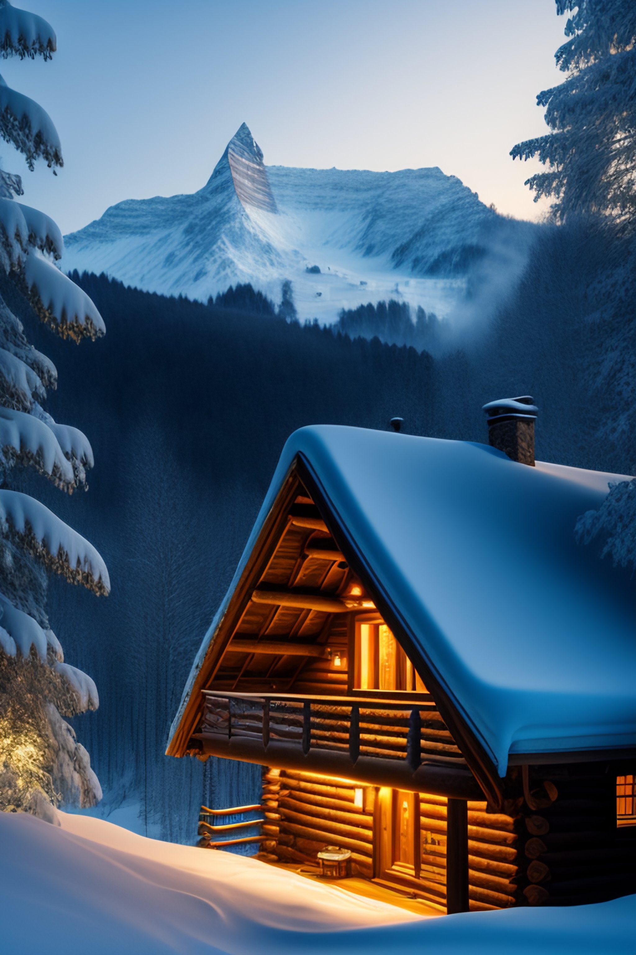 Lexica - Inside a warm, cozy cabin nestled in the Alps, surrounded by ...