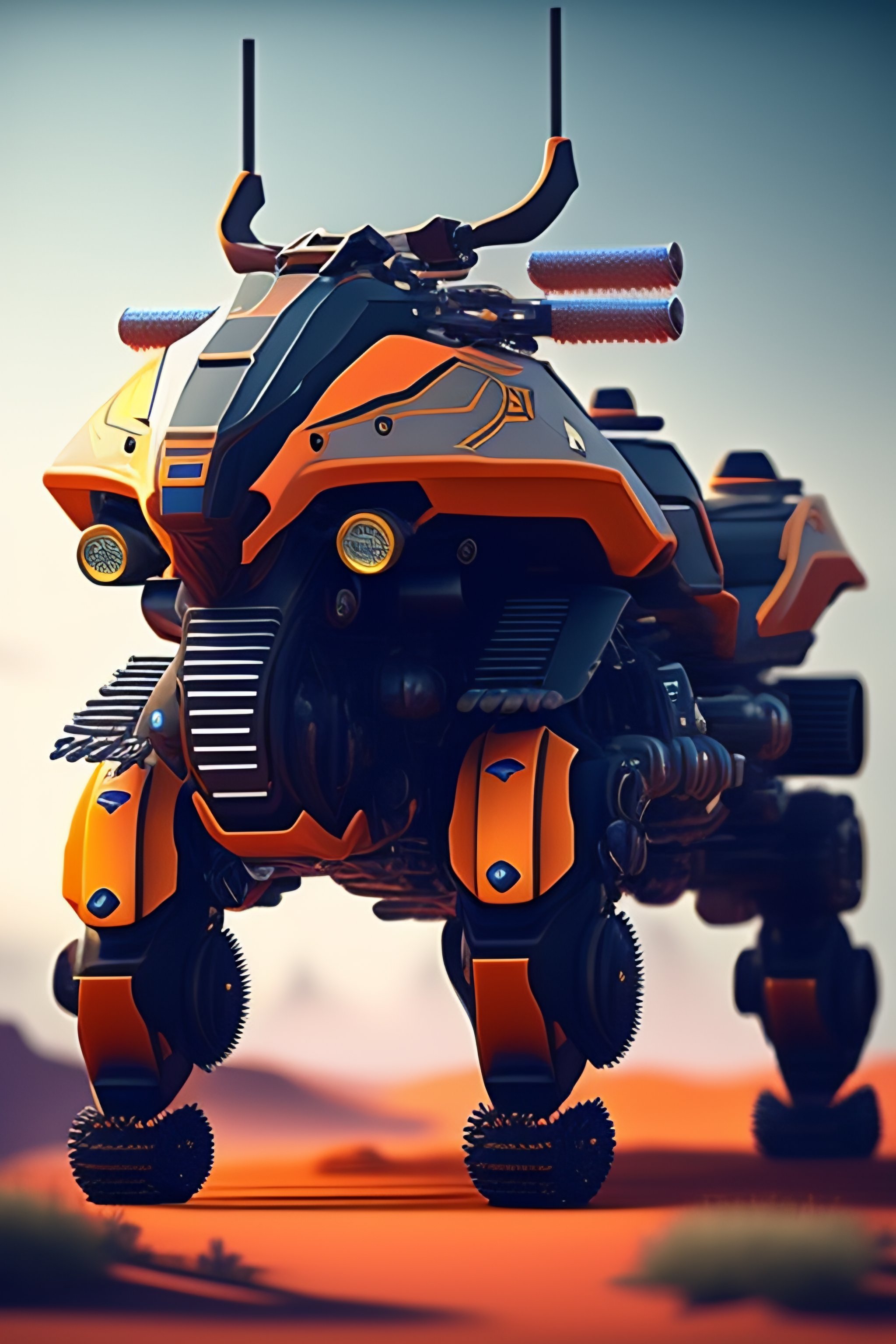 Lexica - Armoured motorbike in a style of Horizon Zero Dawn