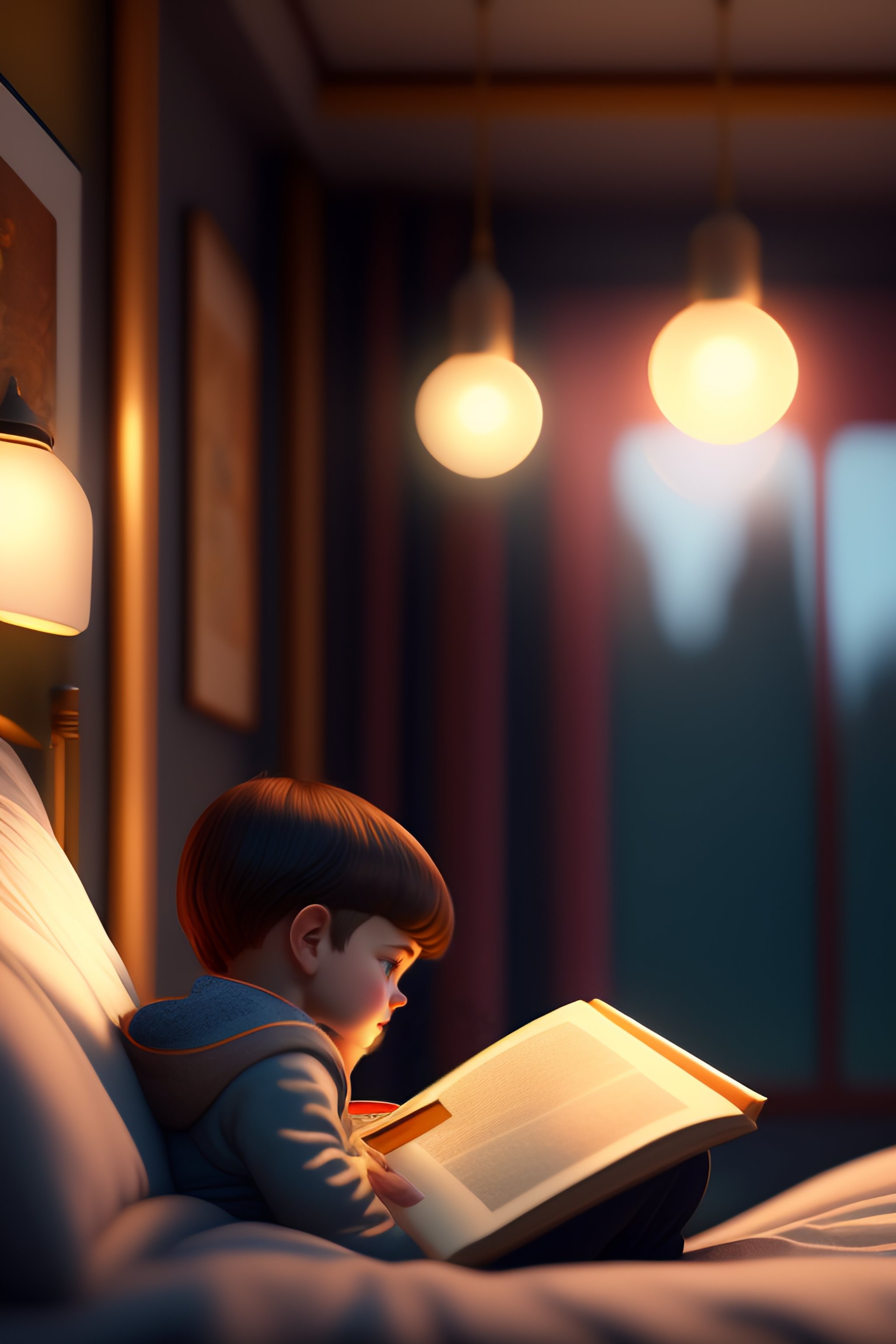 Lexica Girl and boy reading a book ,unreal engine, bedroom