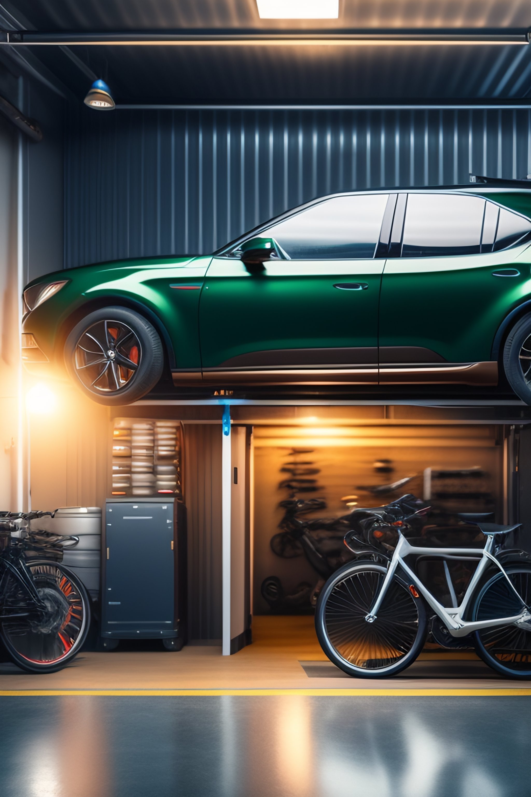Lexica - Hosting servers in a garage with bikes, car,