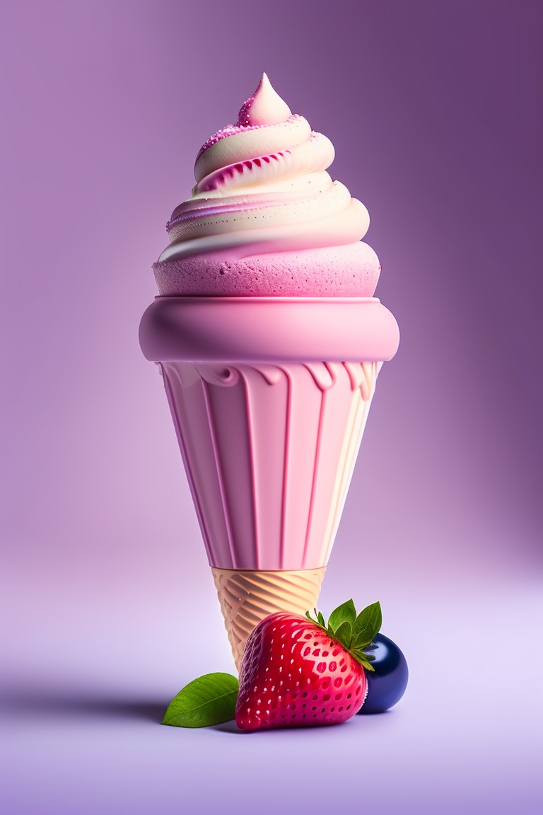 Lexica Berry ice cream cone, milkshake