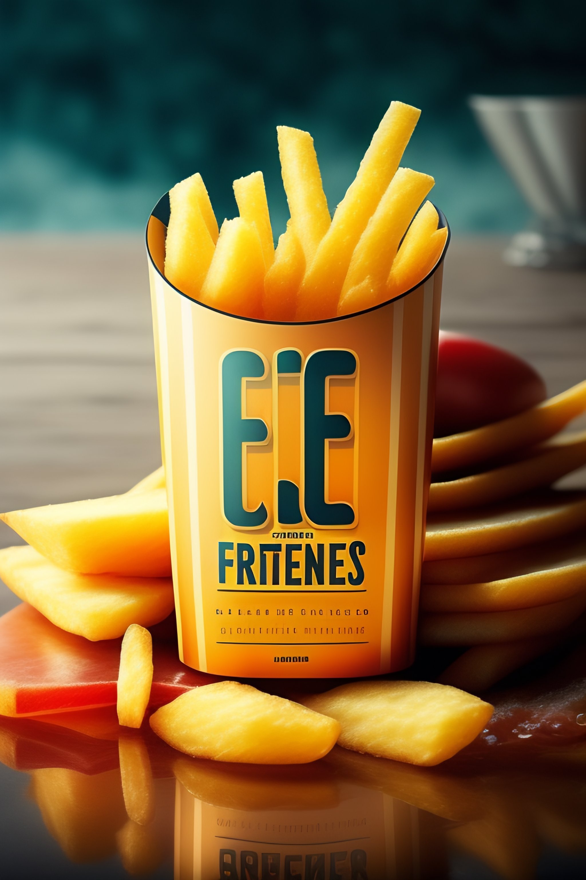 Lexica - Branding for frozen french fries packaging, design in the style of  french fries from space