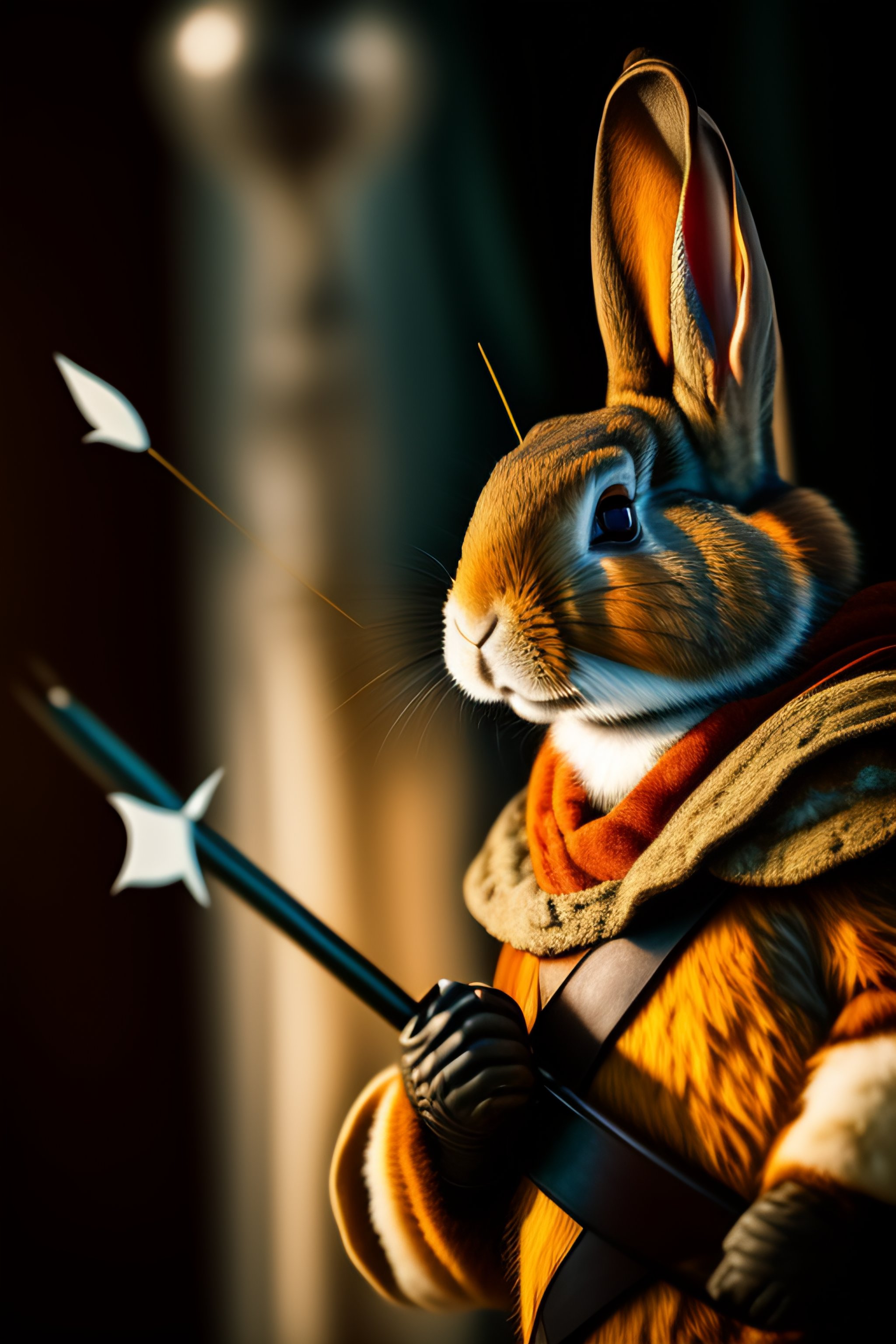 Lexica - (((the rabbit Robin hood shoots an arrow))) cinematic portrait ...