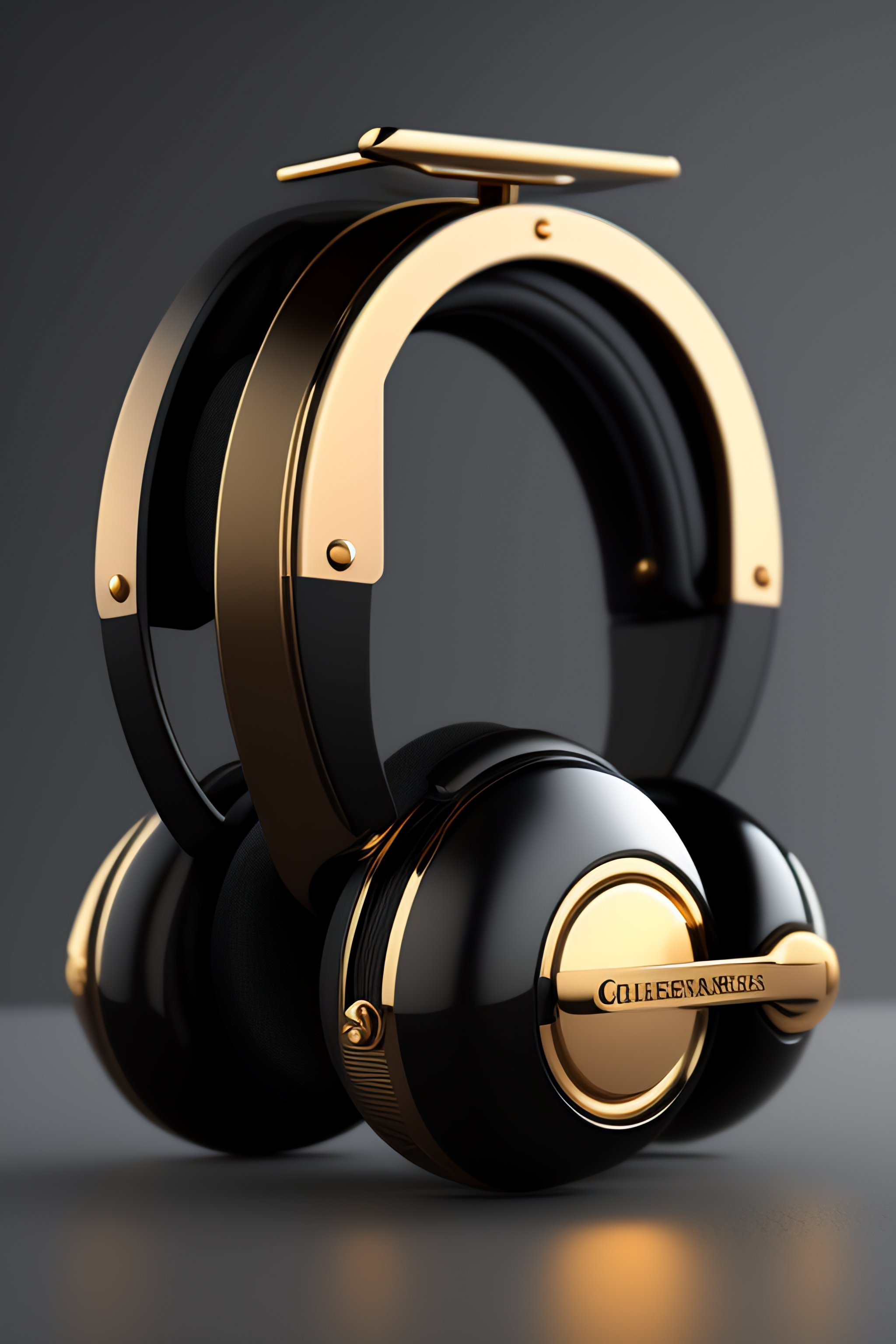 Lexica Clockwork headphones, black, 8k render