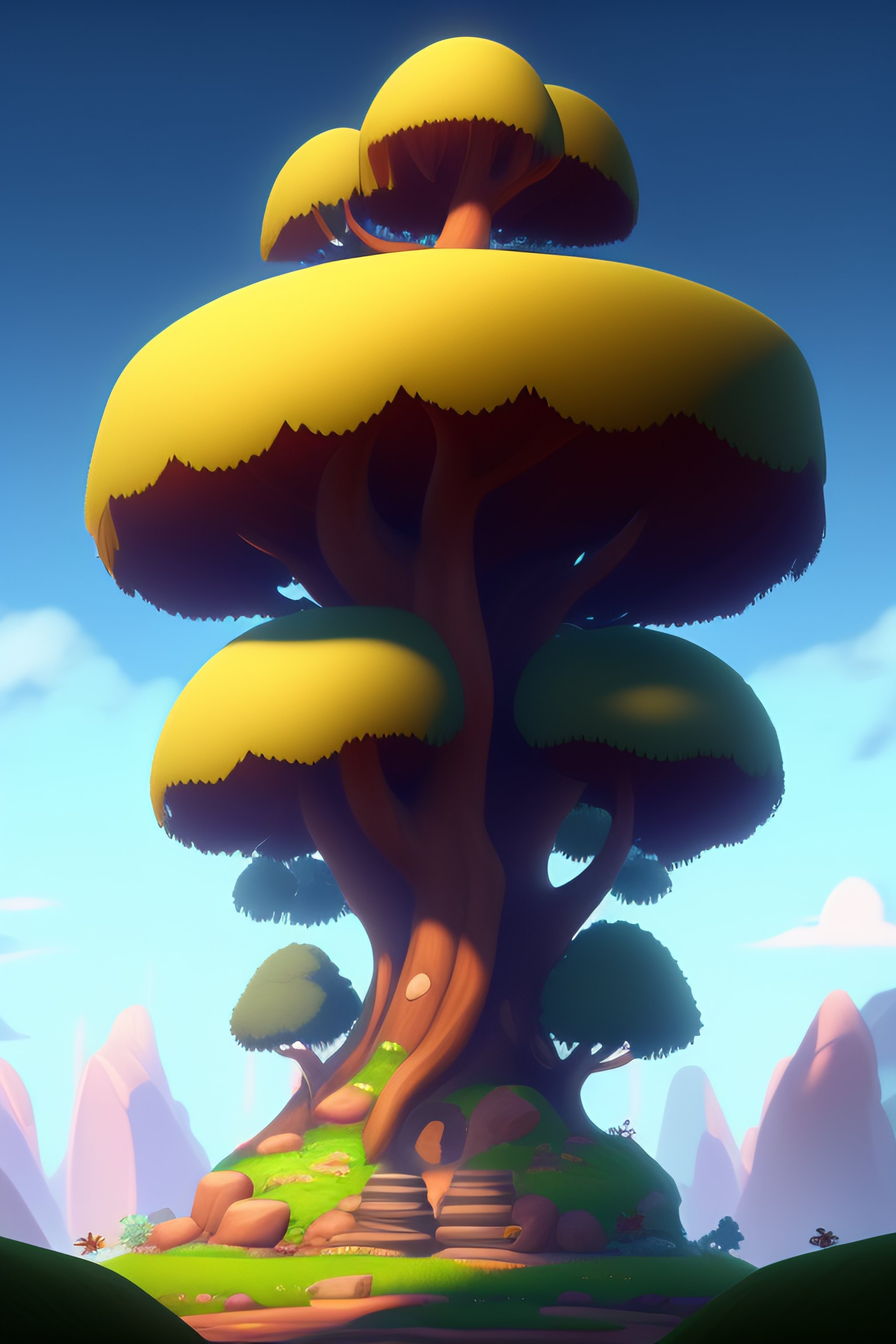 Lexica - 2d asset of a big tree for platform game, in semi realistic ...
