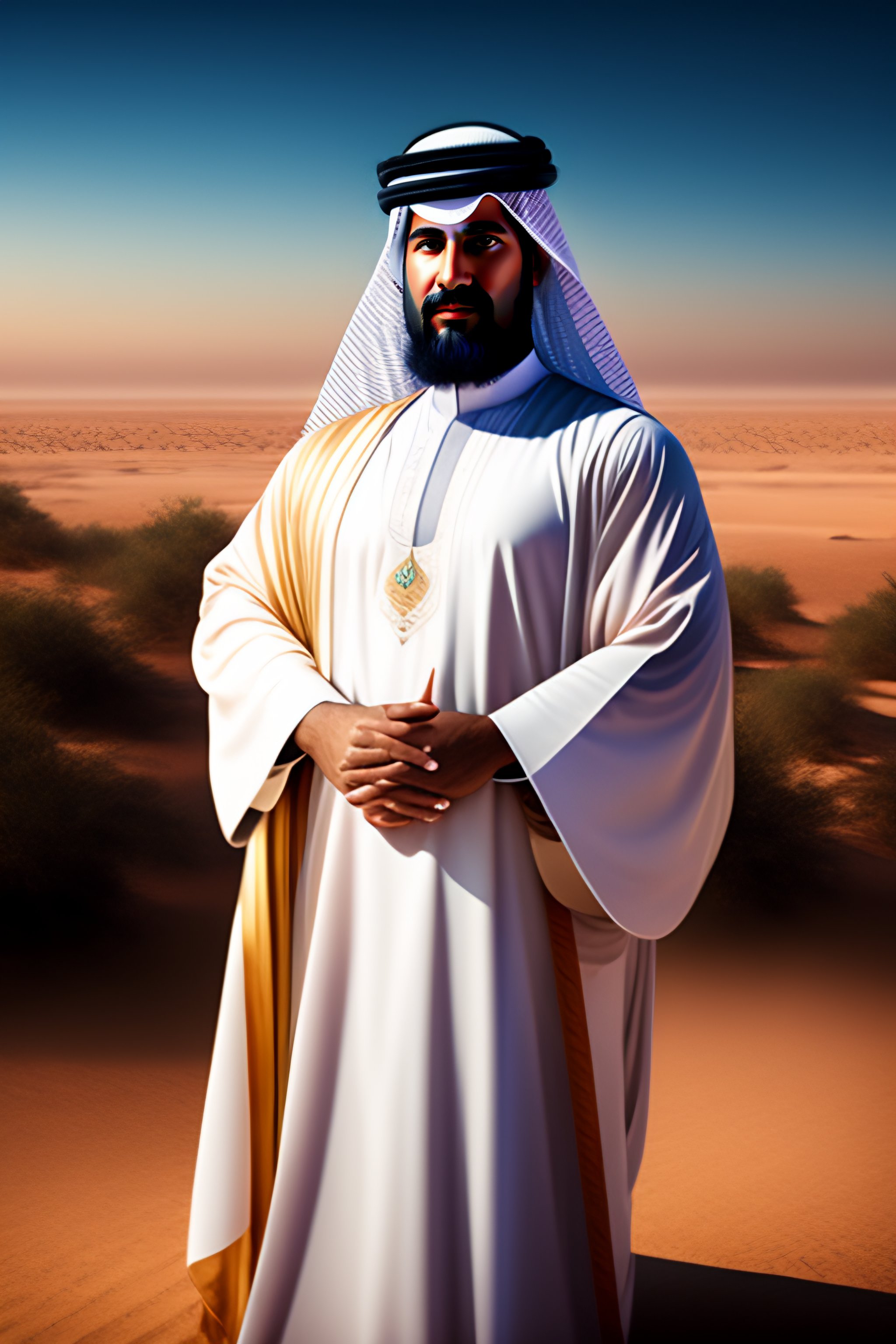 Lexica - Realistic photo of arab sheikh showing thumb up
