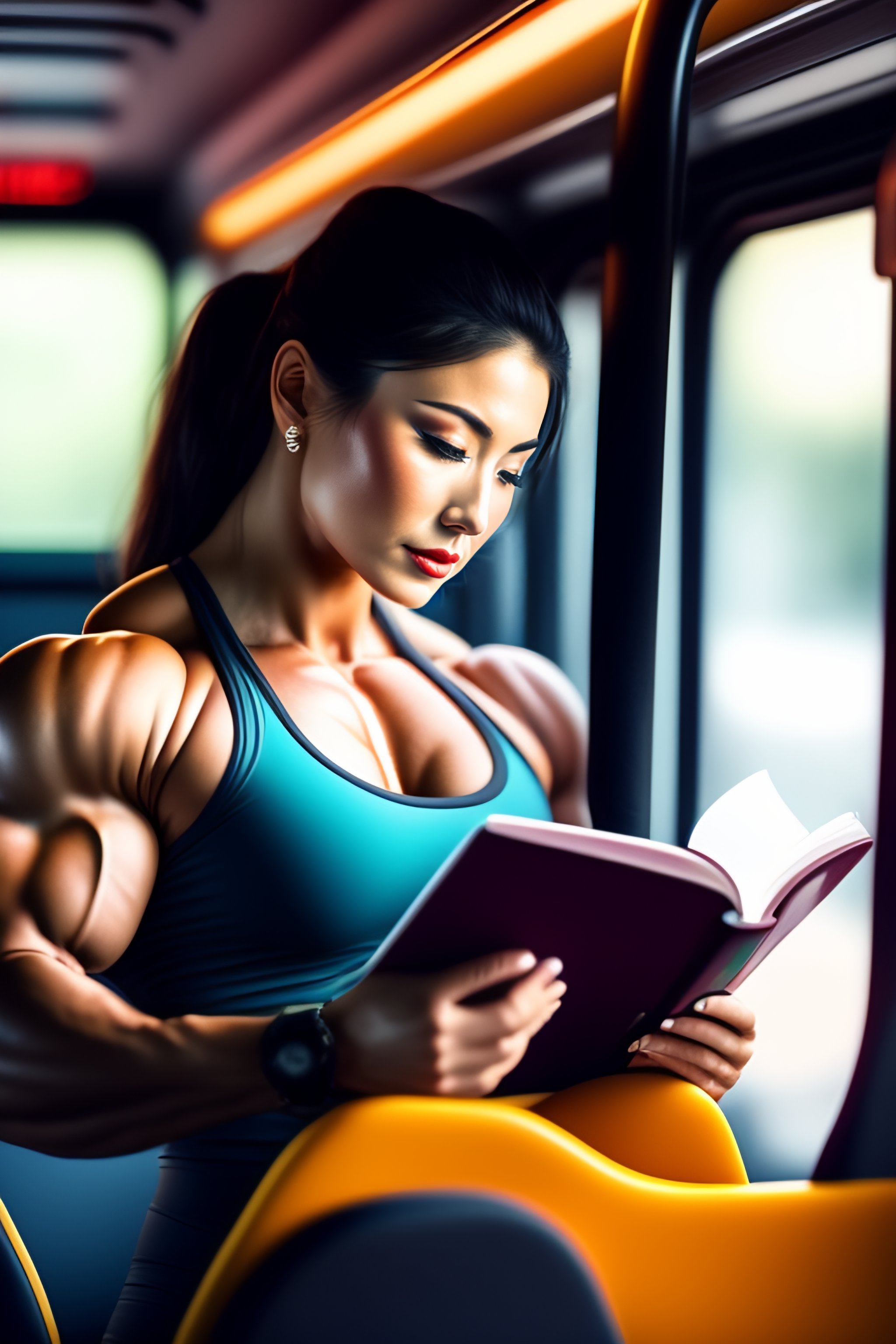 Lexica - Cute woman bodybuilder ((massive thick strong muscles ...