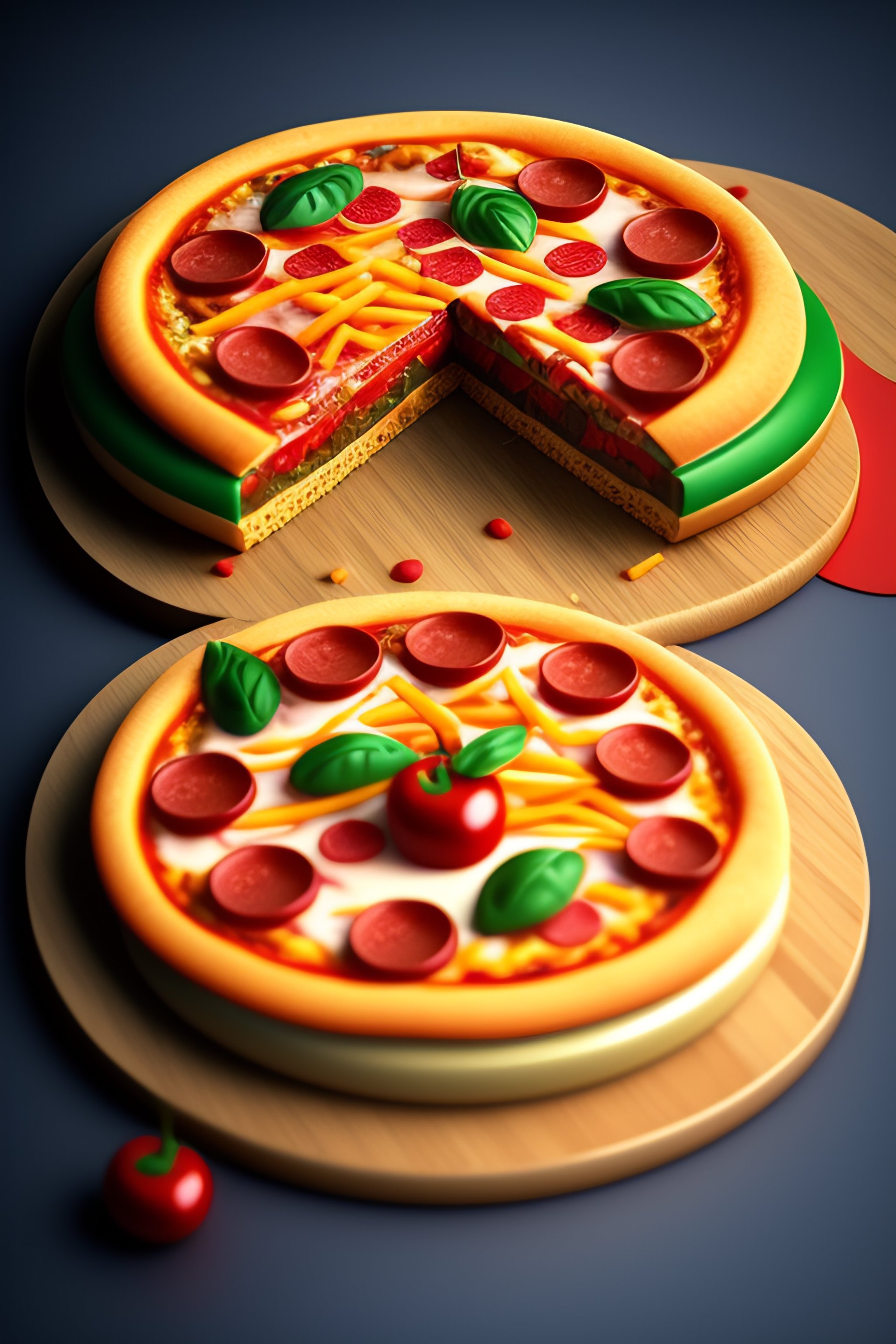 Lexica Toy pizza with french fries and burger , realistic render