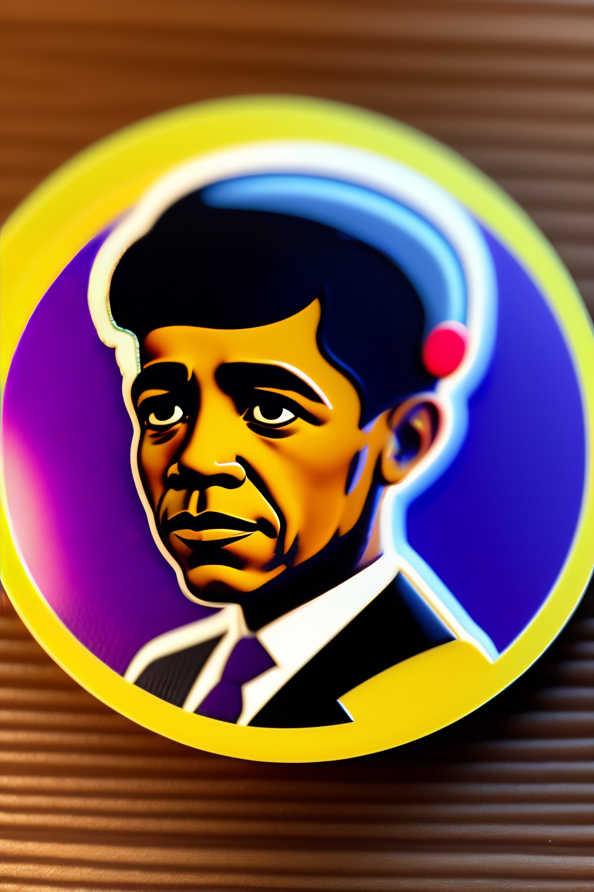 Lexica - A die cut sticker of a cute barrack obama with big sad eyes in ...