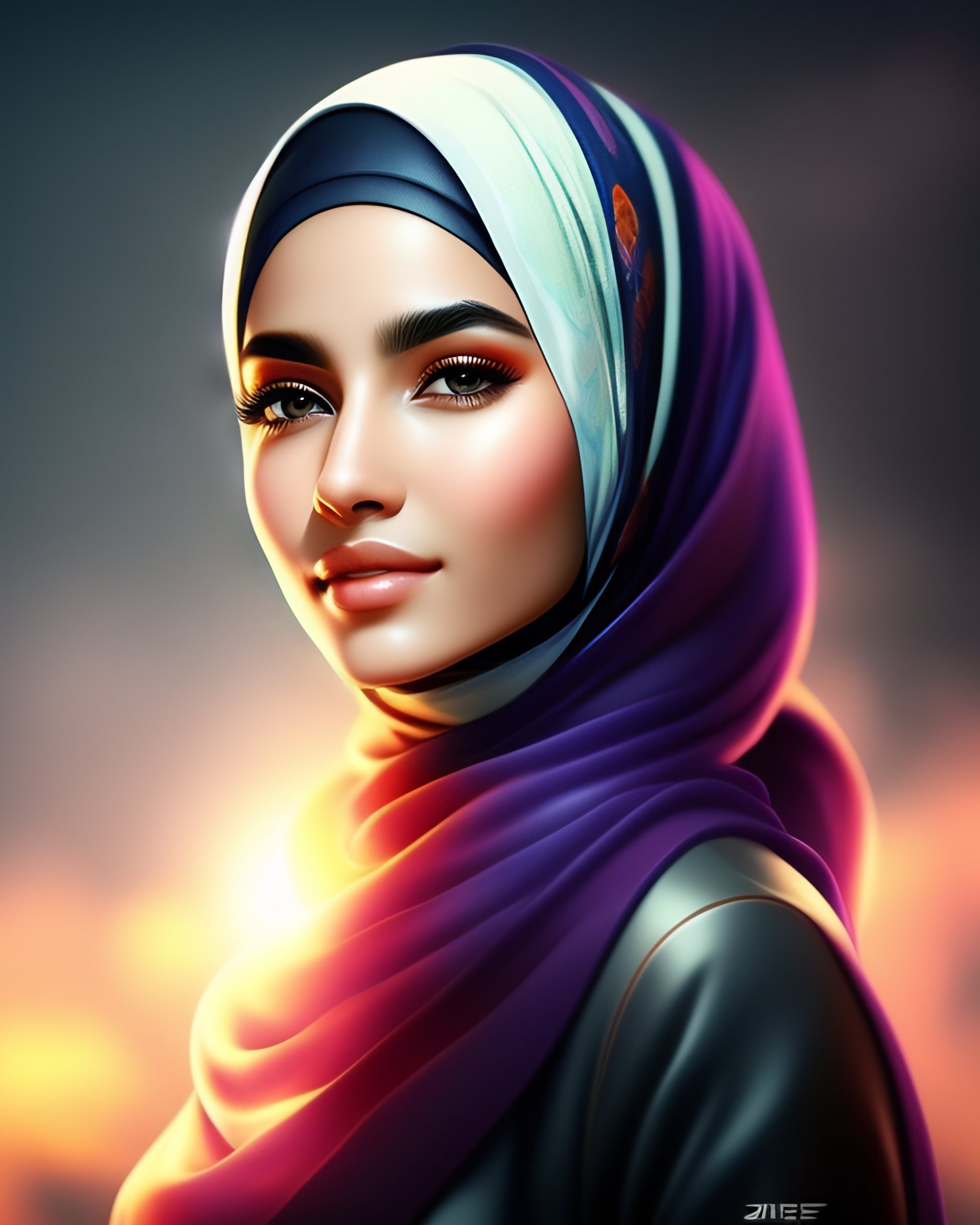 Lexica - A beautiful muslim girl wearing hijab like final fantasy