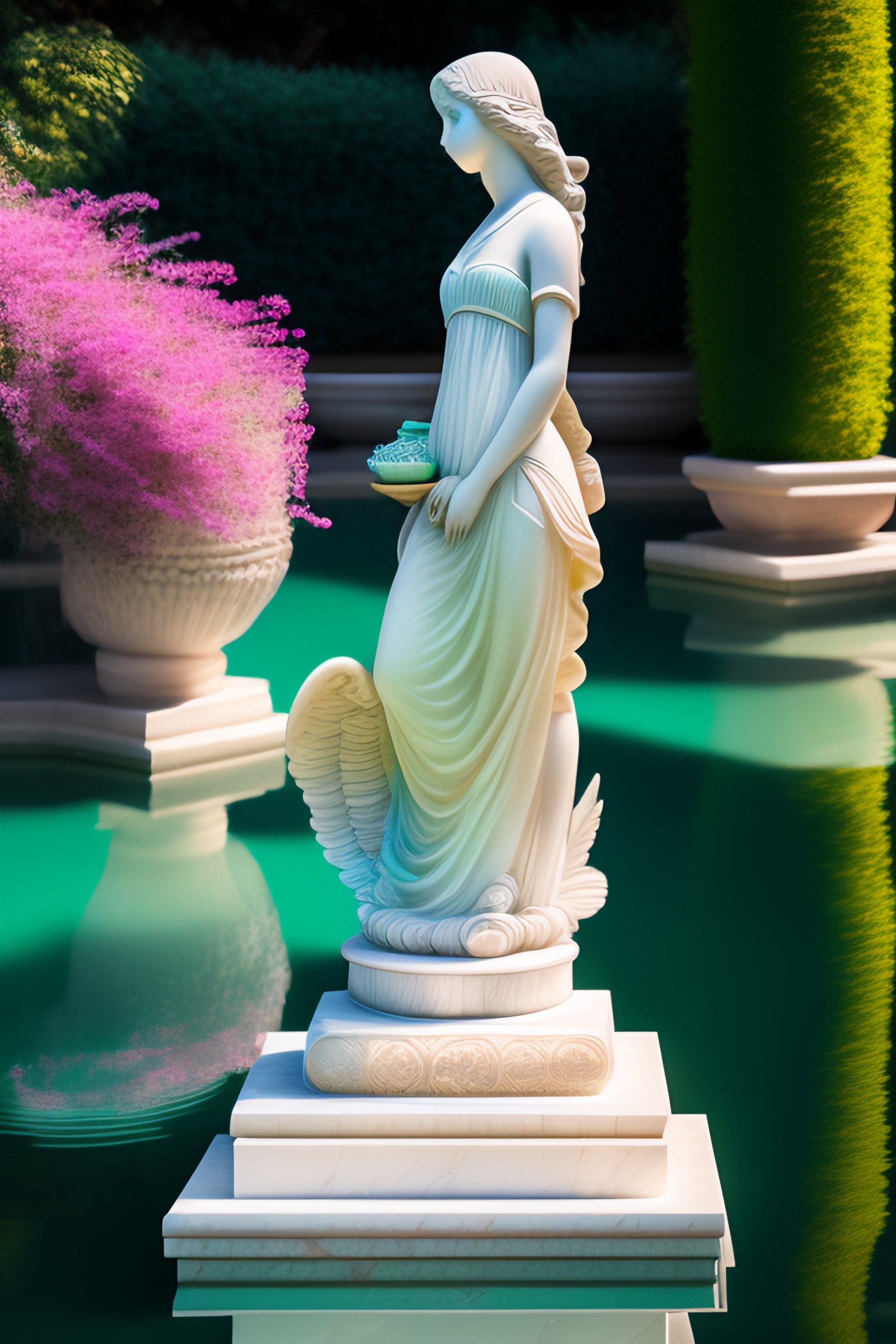 Lexica A statue of a girl sculpted in white marble in a beautiful