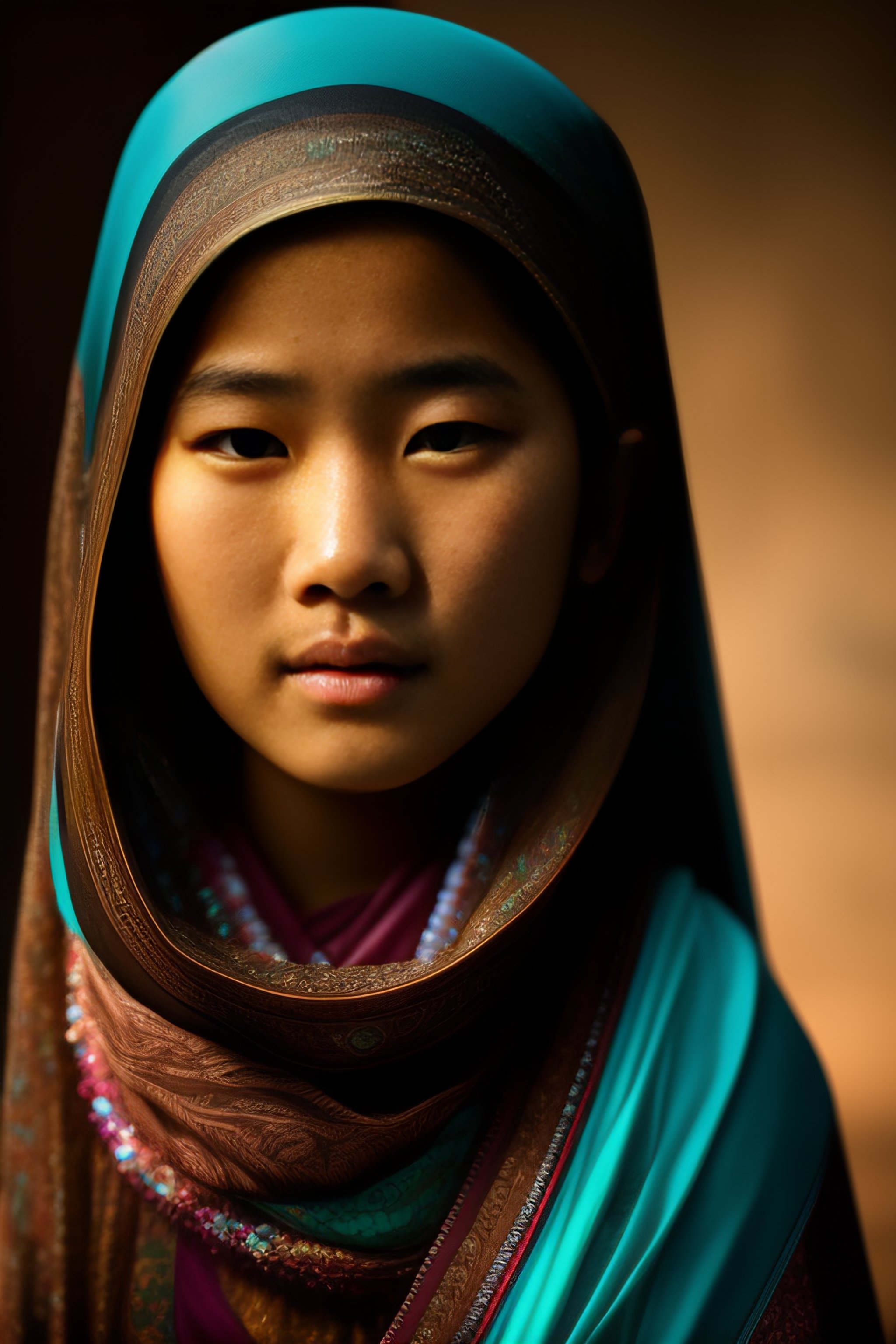 lexica-10-years-old-malaysian-staring-girl-in-a-veil-over-head-oily