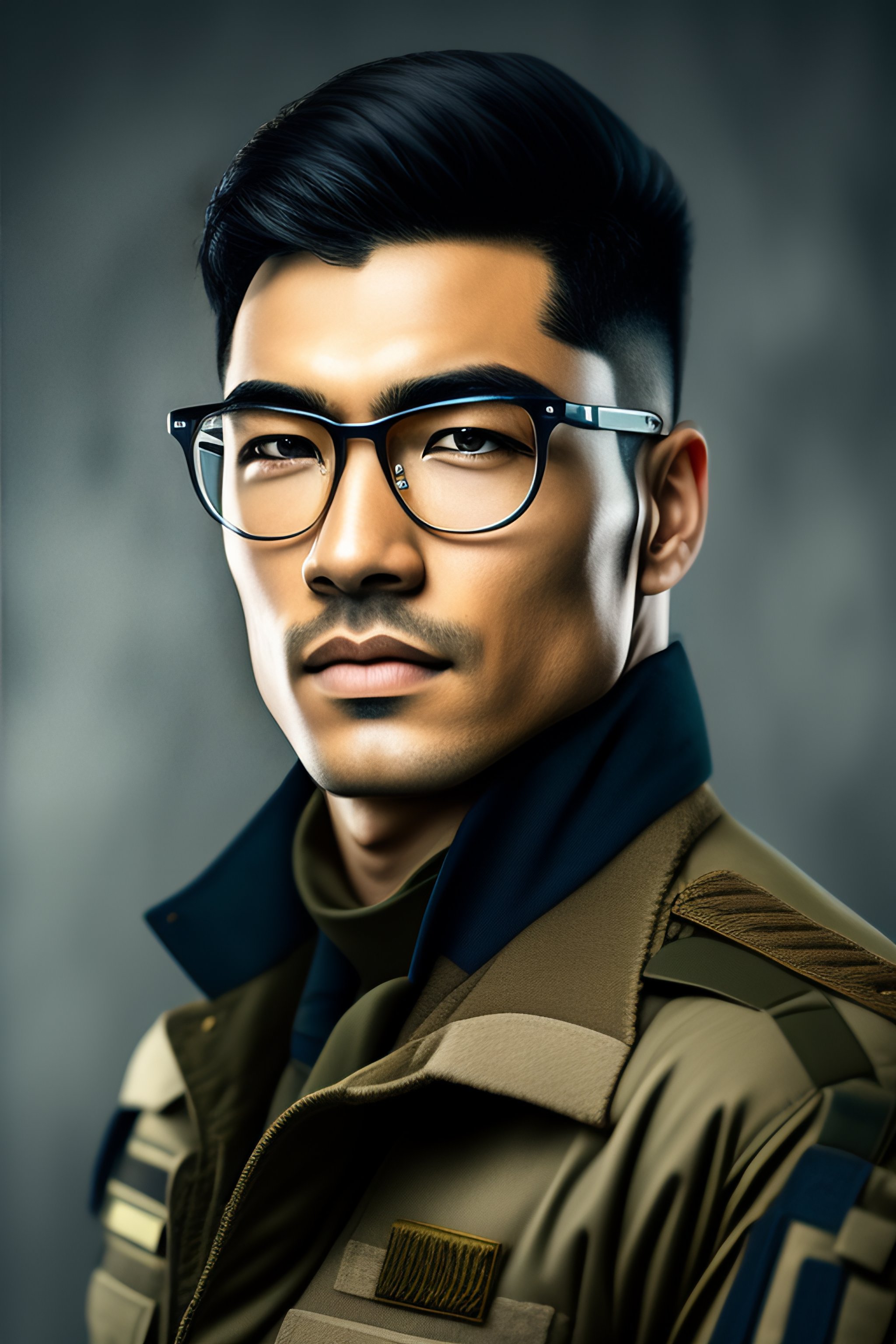 Lexica Portrait of soldier wearing glasses