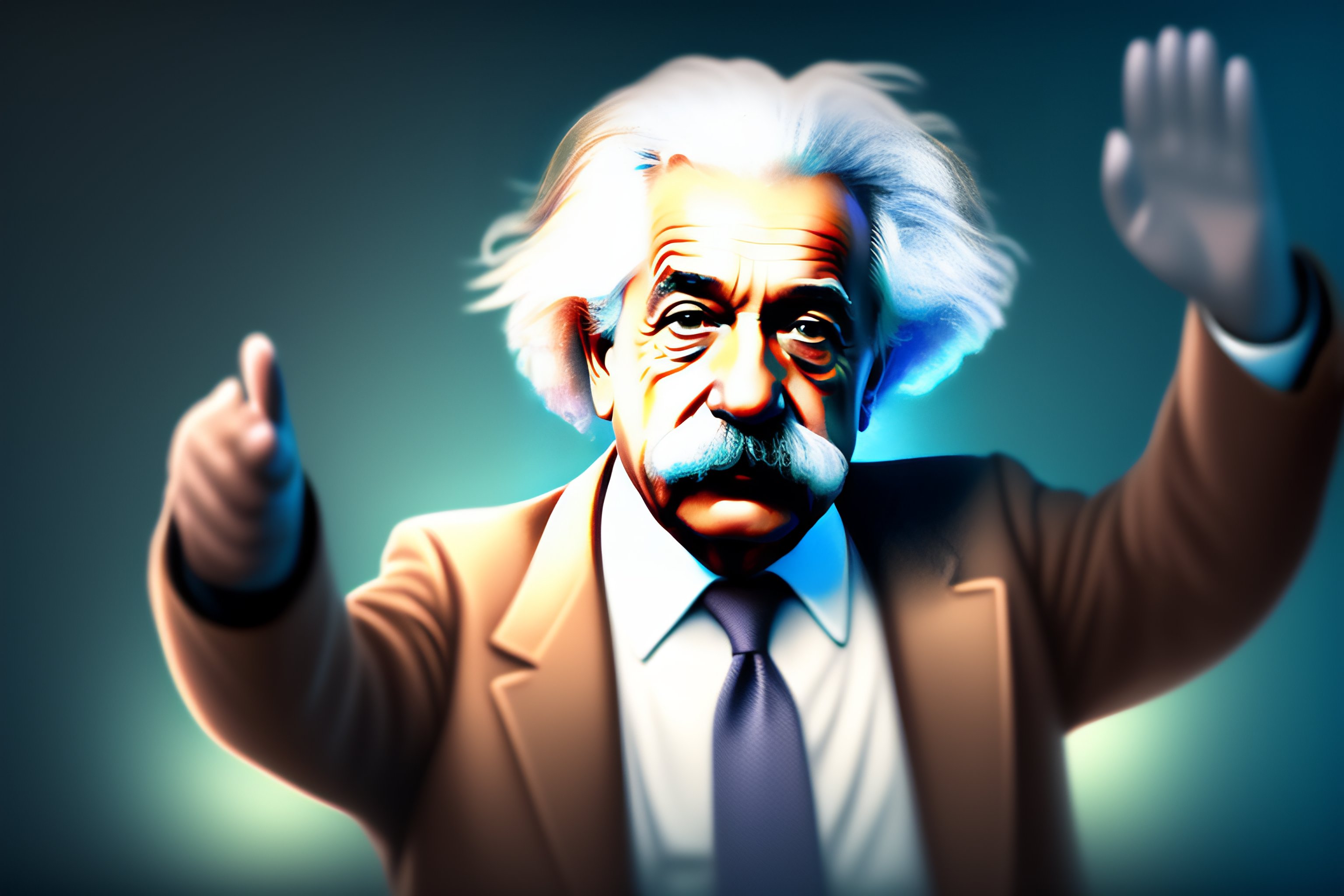 Lexica - Portrait of Albert Einstein in a video game raising his hand ...