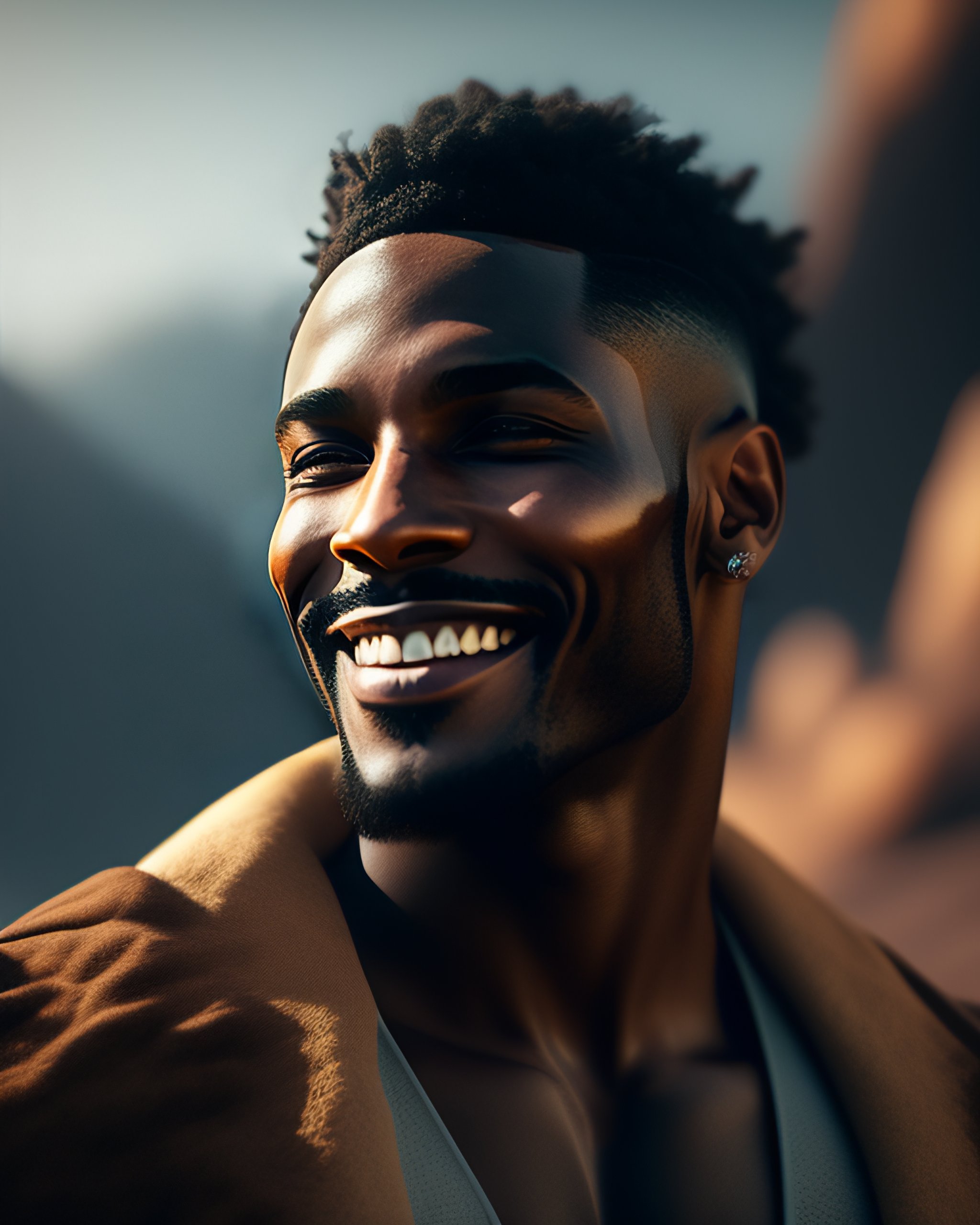 Lexica - Man smiling, cinematic, detailed, atmospheric, epic, concept art,  Matte painting, background, mist, photo-realistic, concept art,  volumetric...