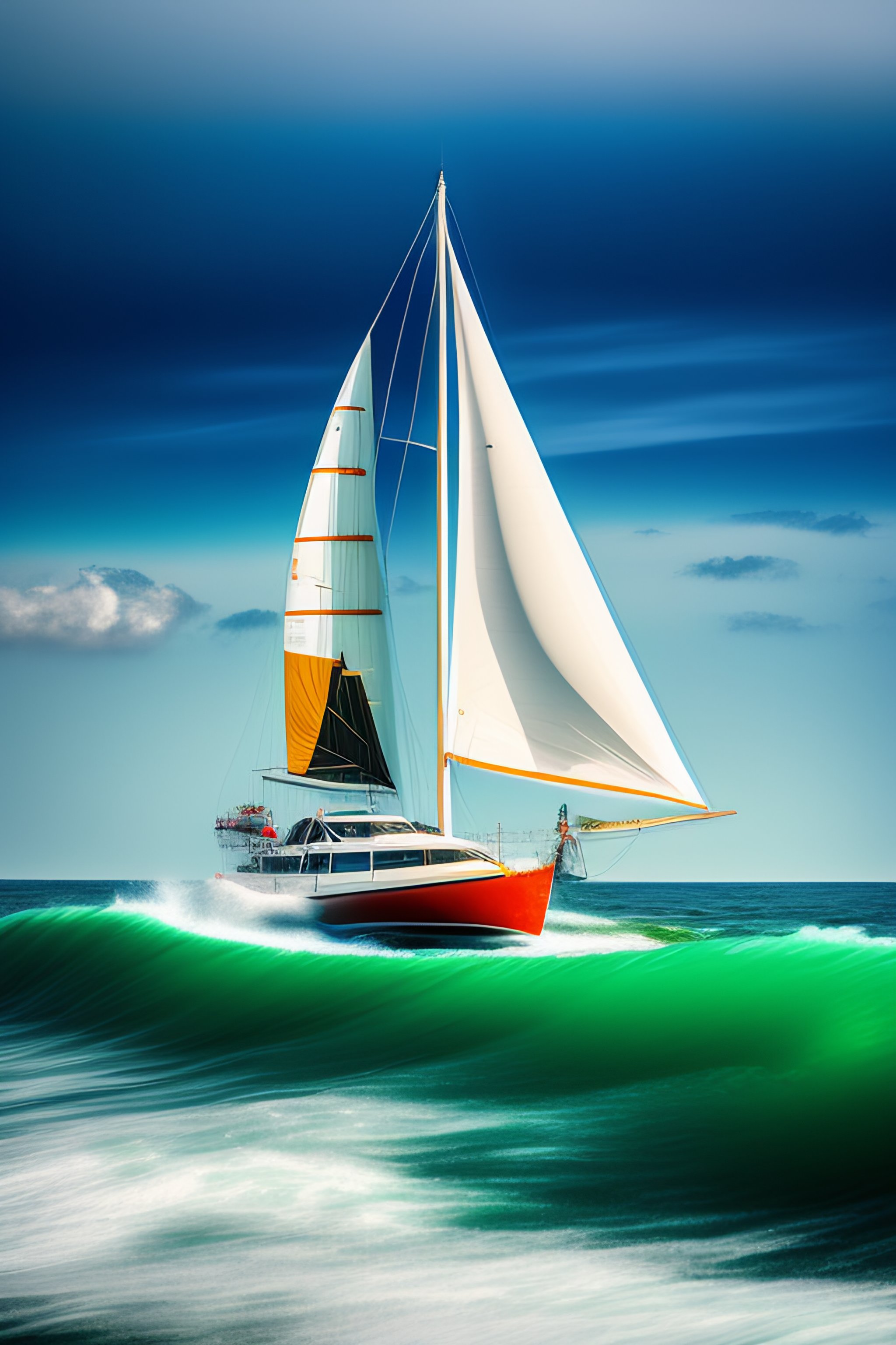 Lexica - Sailboat sailing real photo