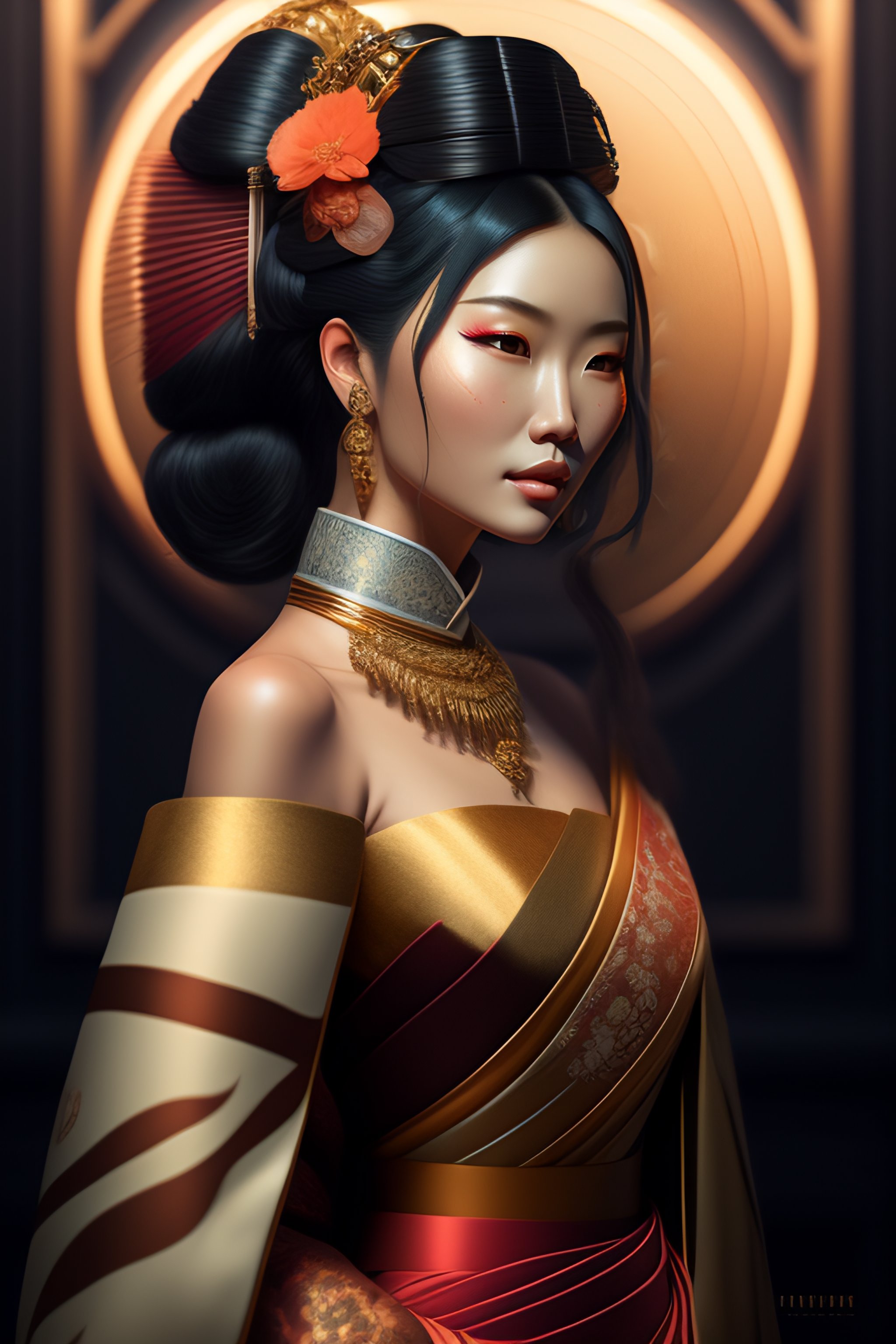 Lexica - Full head and body portrait of Japanese geisha, 400mm, 8k ...
