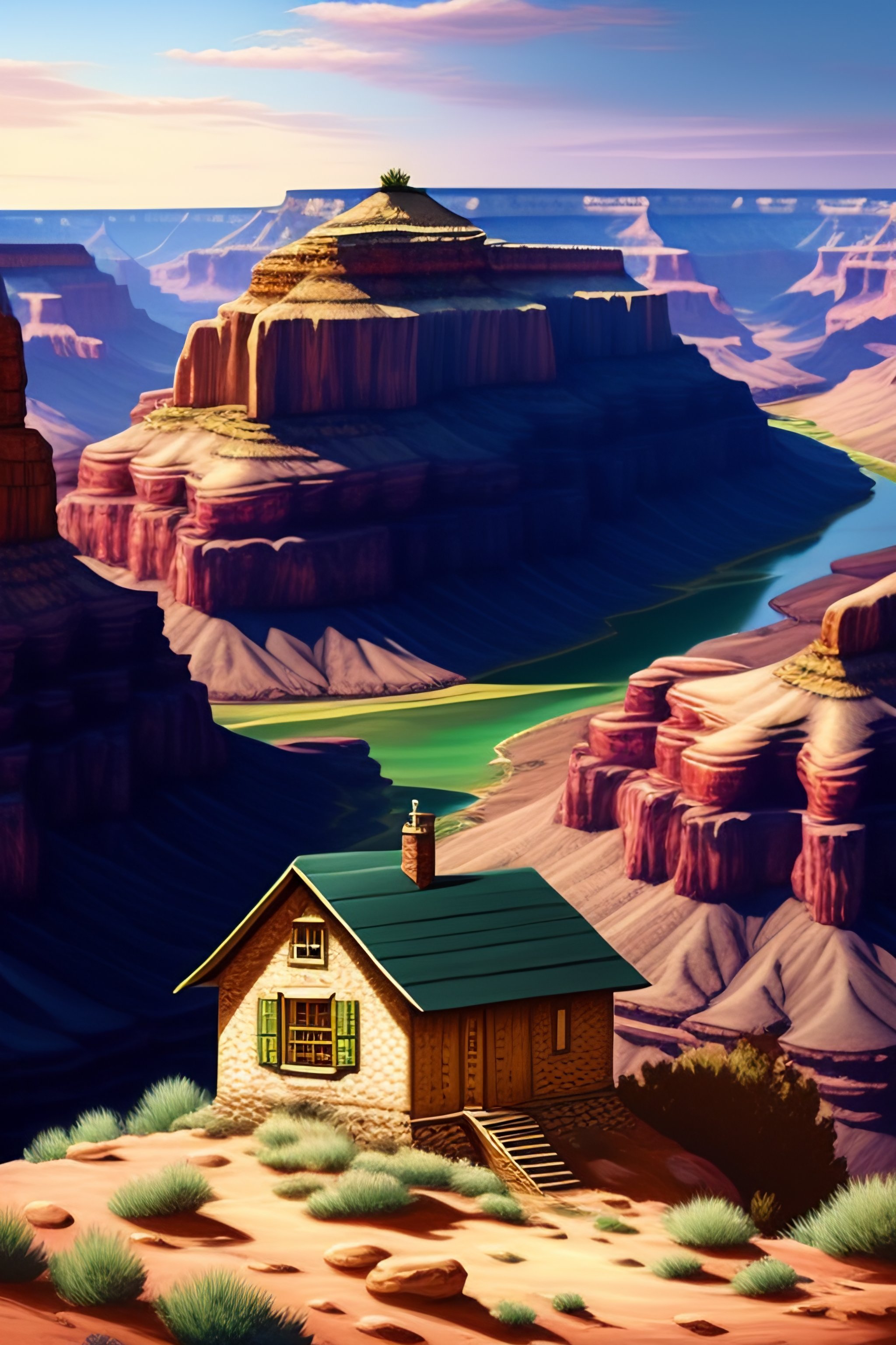 lexica-a-little-house-in-the-middle-of-the-grand-canyon-comic-art