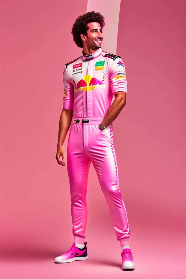 Lexica - Daniel Ricciardo in bubblegum pink race outfit, redbull F1 car ...