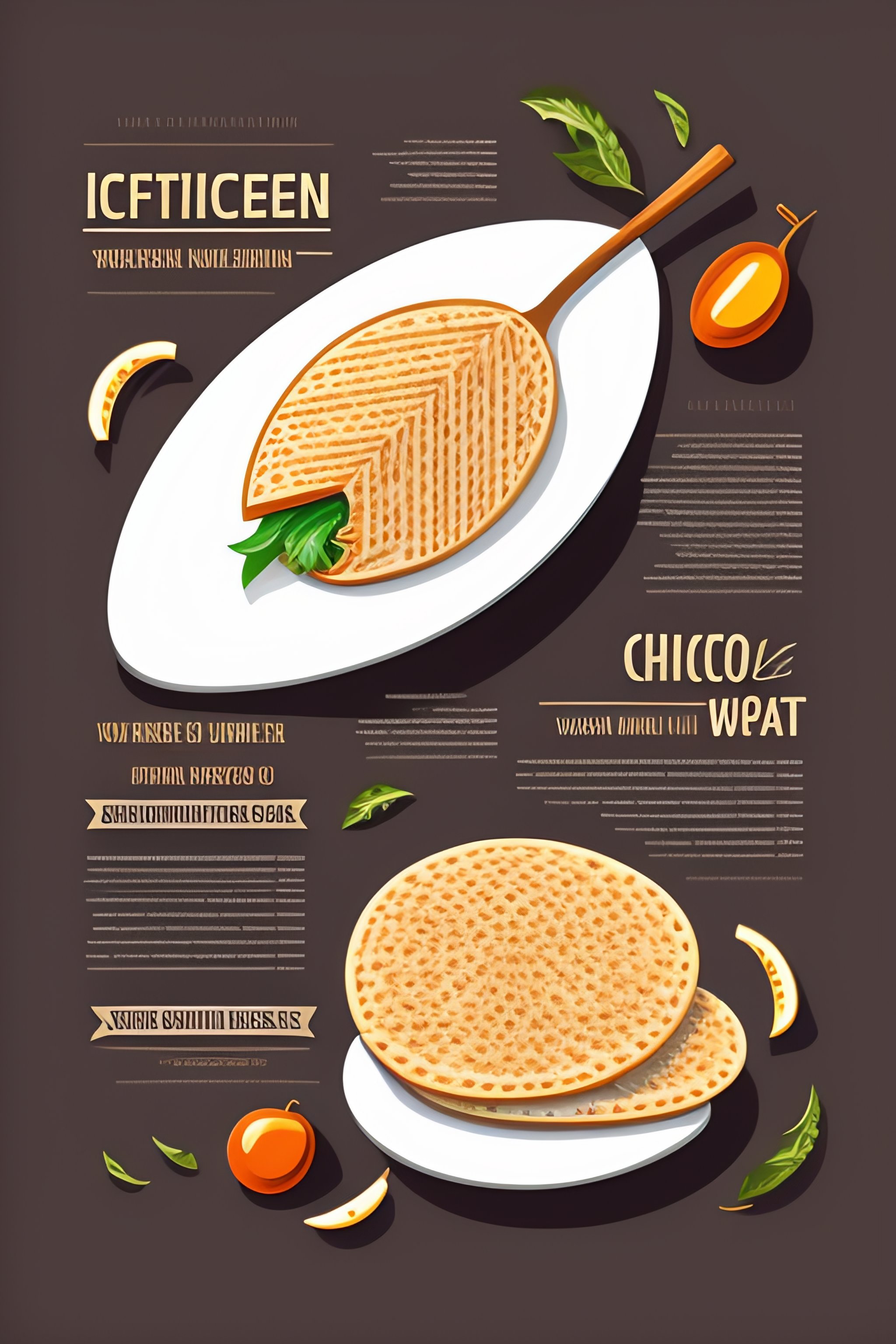Lexica - Chicken wraps, isolated on white background, detailed drawing ...
