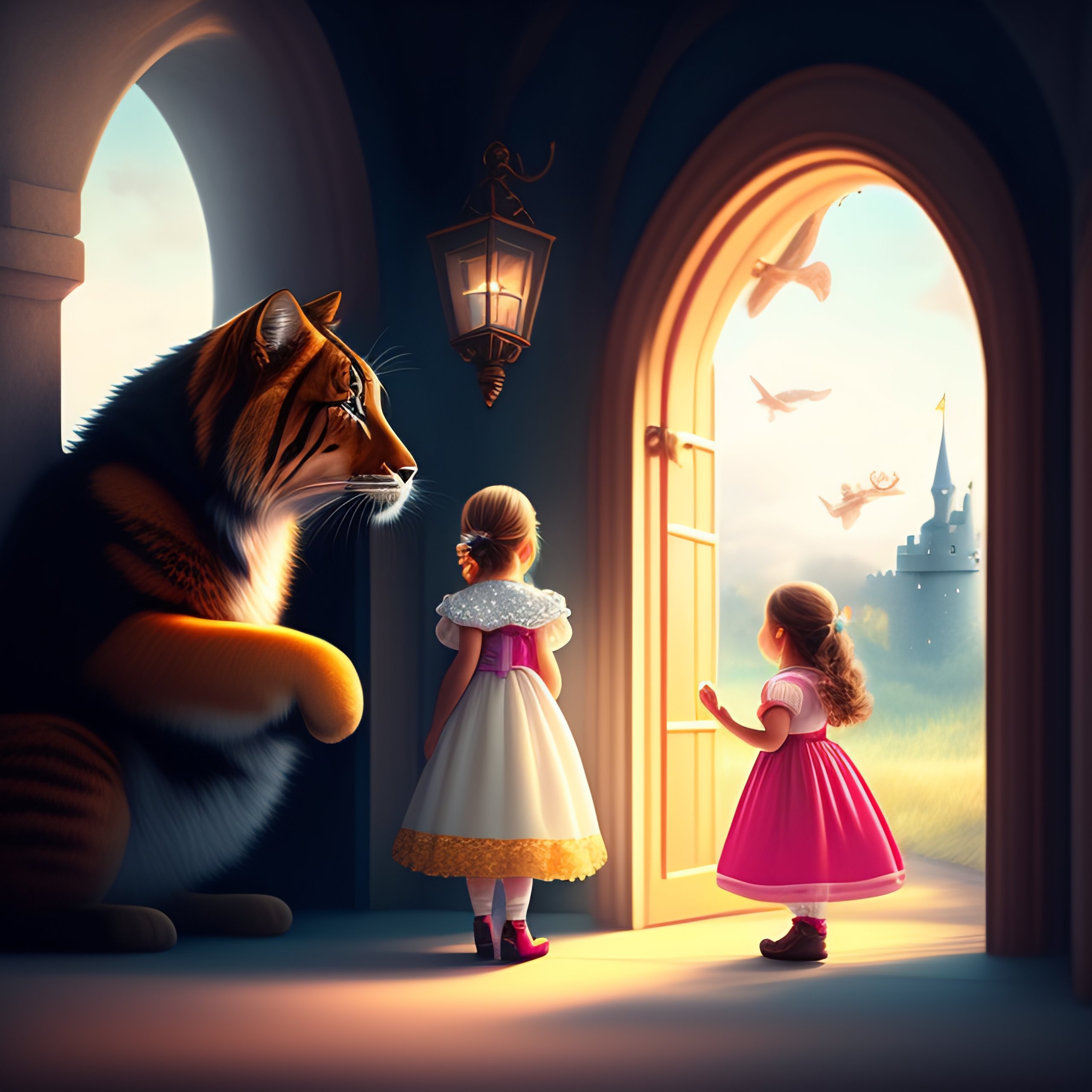 Lexica - Little girl Alice entered the castle, she saw a group of ...